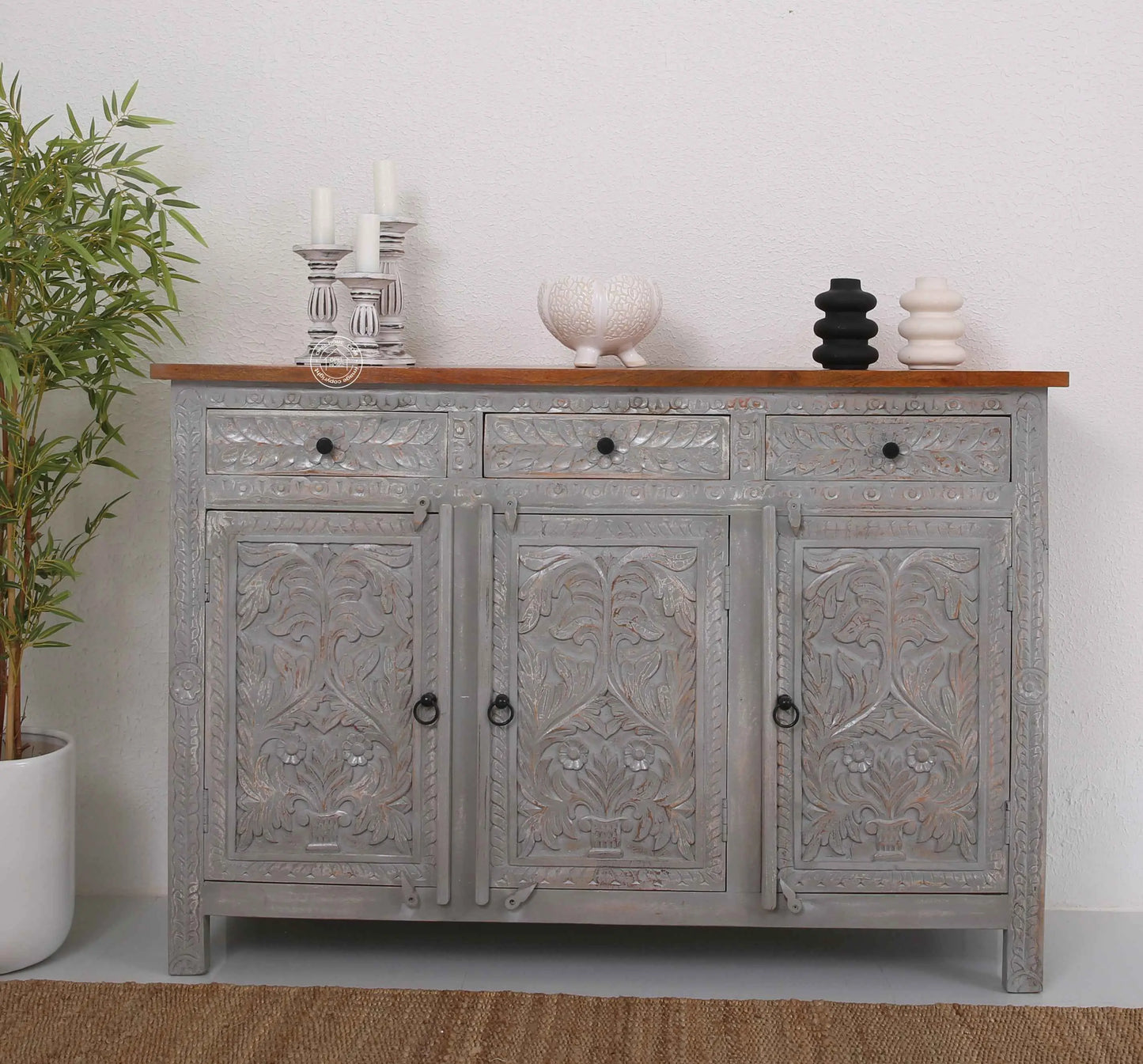 Sparta Wooden 3 Door 3 Drawer Sideboard (Multiple Color Options) | Opelhome UAE