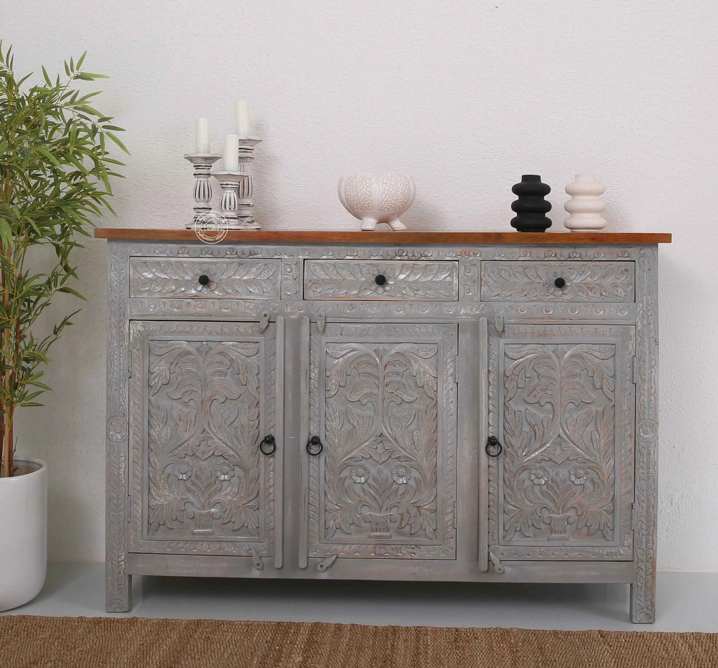 Sparta Wooden 3 Door 3 Drawer Sideboard (Multiple Color Options) | Opelhome UAE