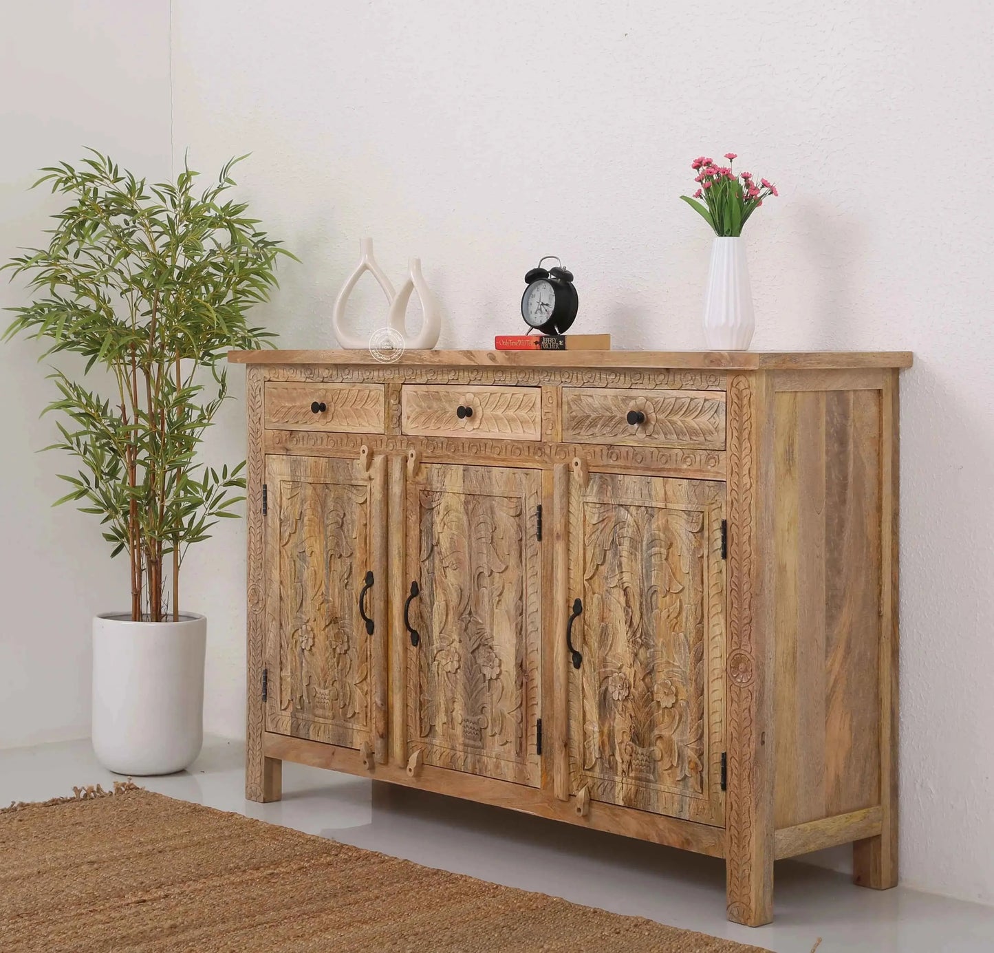 Sparta Wooden 3 Door 3 Drawer Sideboard (Multiple Color Options) | Opelhome UAE