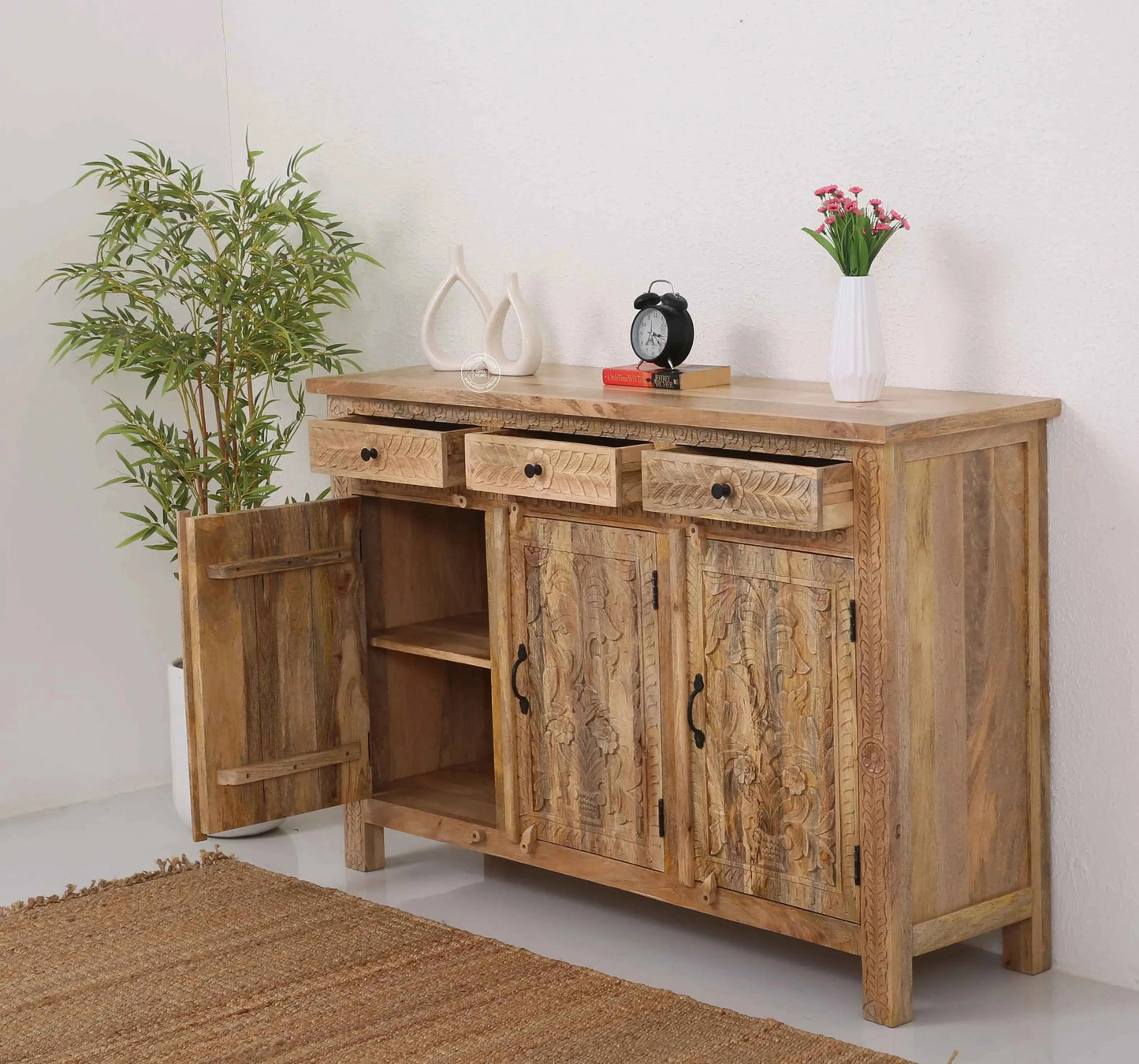 Sparta Wooden 3 Door 3 Drawer Sideboard (Multiple Color Options) | Opelhome UAE