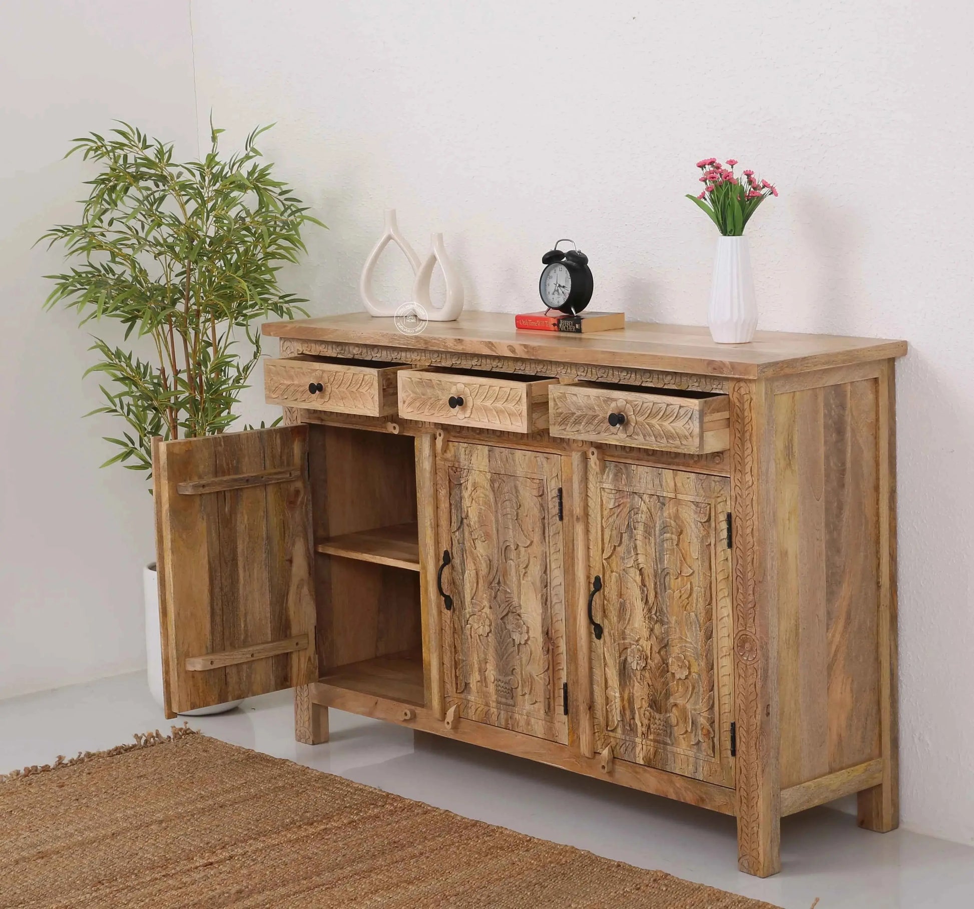Sparta Wooden 3 Door 3 Drawer Sideboard (Multiple Color Options) | Opelhome UAE