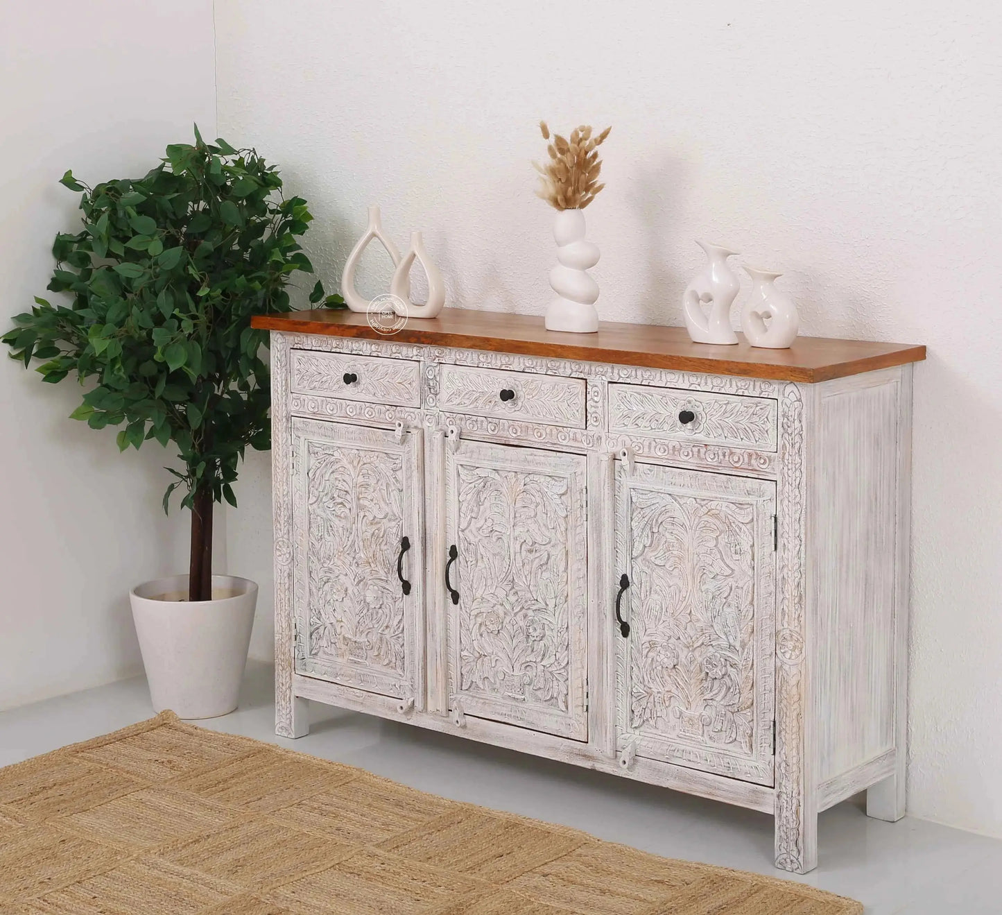 Sparta Wooden 3 Door 3 Drawer Sideboard (Multiple Color Options) | Opelhome UAE