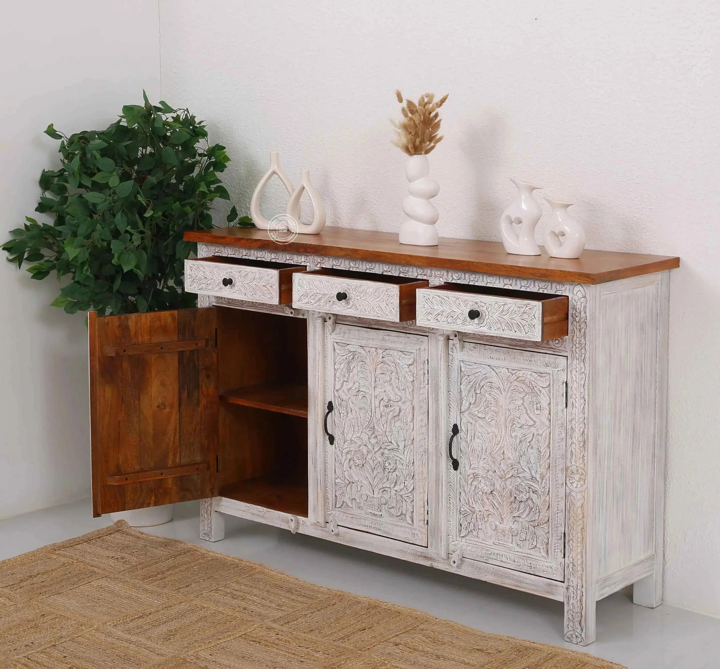 Sparta Wooden 3 Door 3 Drawer Sideboard (Multiple Color Options) | Opelhome UAE