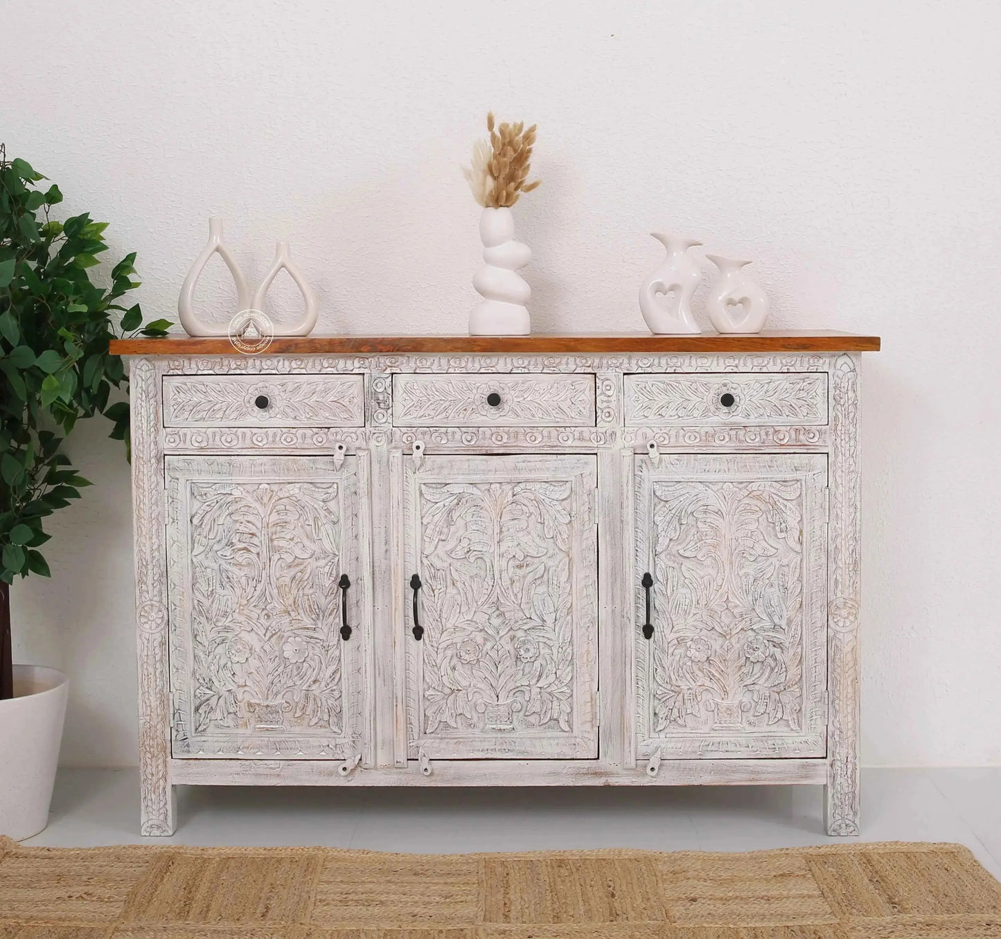 Sparta Wooden 3 Door 3 Drawer Sideboard (Multiple Color Options) | Opelhome UAE