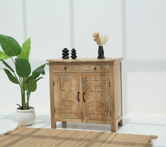 Sparta Wooden Sideboard – 2 Doors, 2 Drawers, Solid Mango Wood, Multi-Color Options | Opelhome UAE