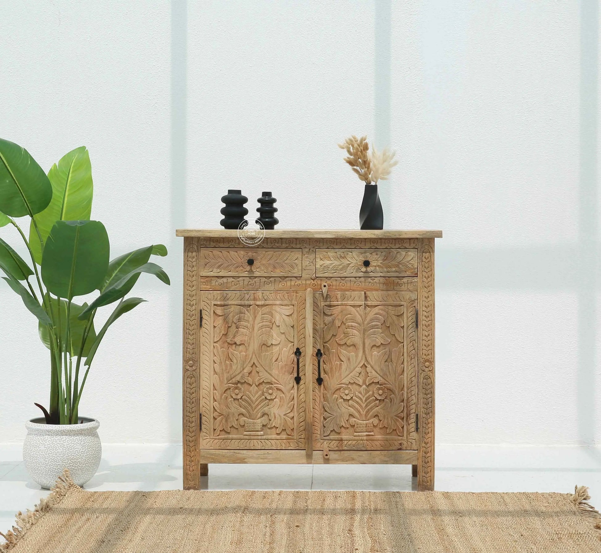 Sparta Wooden Sideboard – 2 Doors, 2 Drawers, Solid Mango Wood, Multi-Color Options | Opelhome UAE