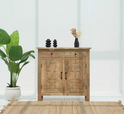 Sparta Wooden Sideboard – 2 Doors, 2 Drawers, Solid Mango Wood, Multi-Color Options | Opelhome UAE