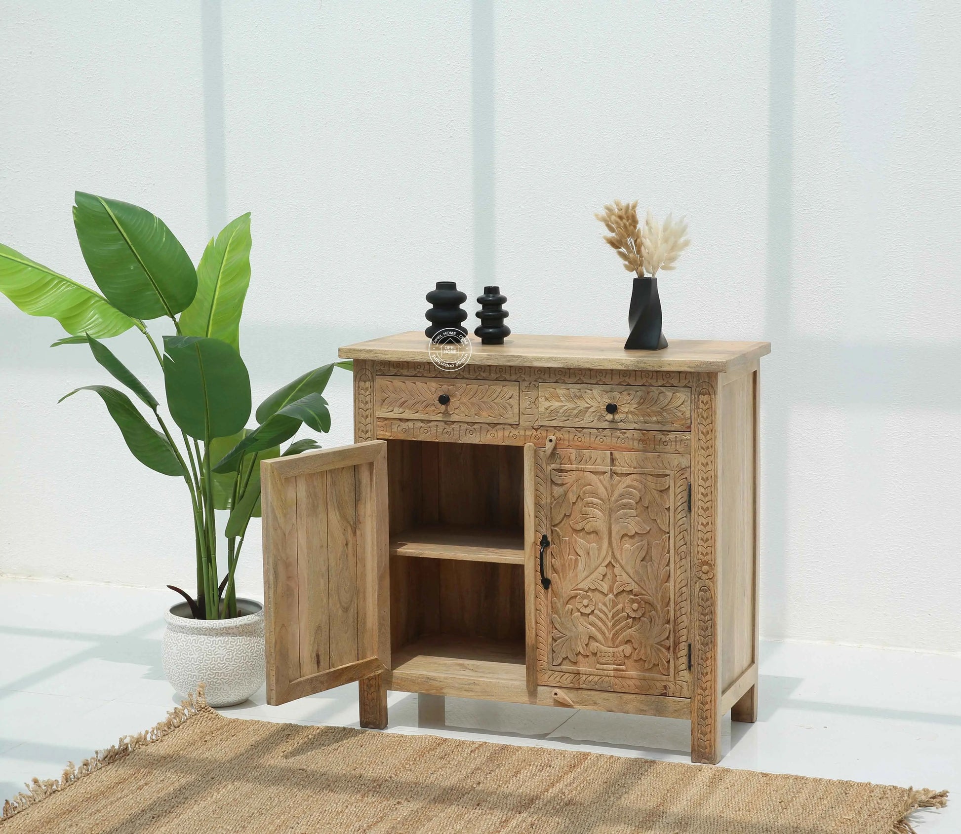 Sparta Wooden Sideboard – 2 Doors, 2 Drawers, Solid Mango Wood, Multi-Color Options | Opelhome UAE