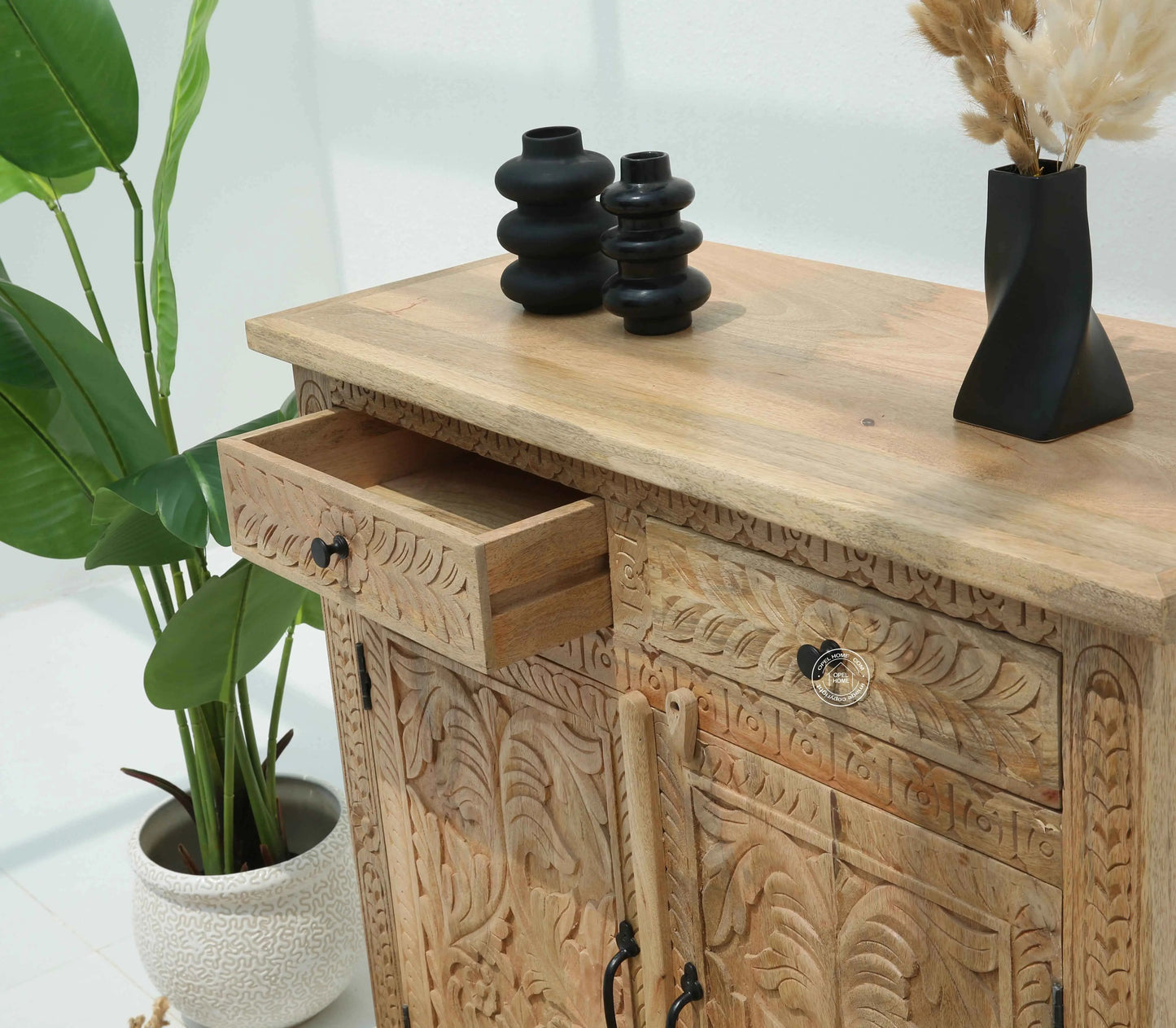 Sparta Wooden Sideboard – 2 Doors, 2 Drawers, Solid Mango Wood, Multi-Color Options | Opelhome UAE