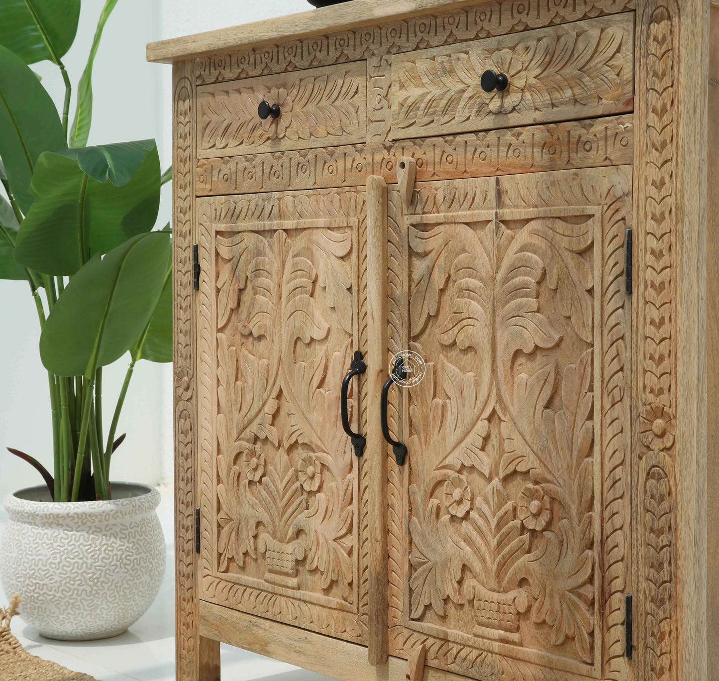 Sparta Wooden Sideboard – 2 Doors, 2 Drawers, Solid Mango Wood, Multi-Color Options | Opelhome UAE