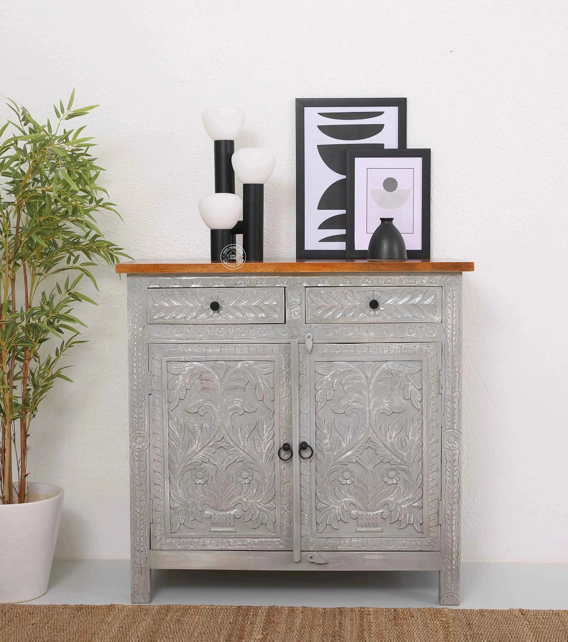 Sparta Wooden Sideboard – 2 Doors, 2 Drawers, Solid Mango Wood, Multi-Color Options | Opelhome UAE