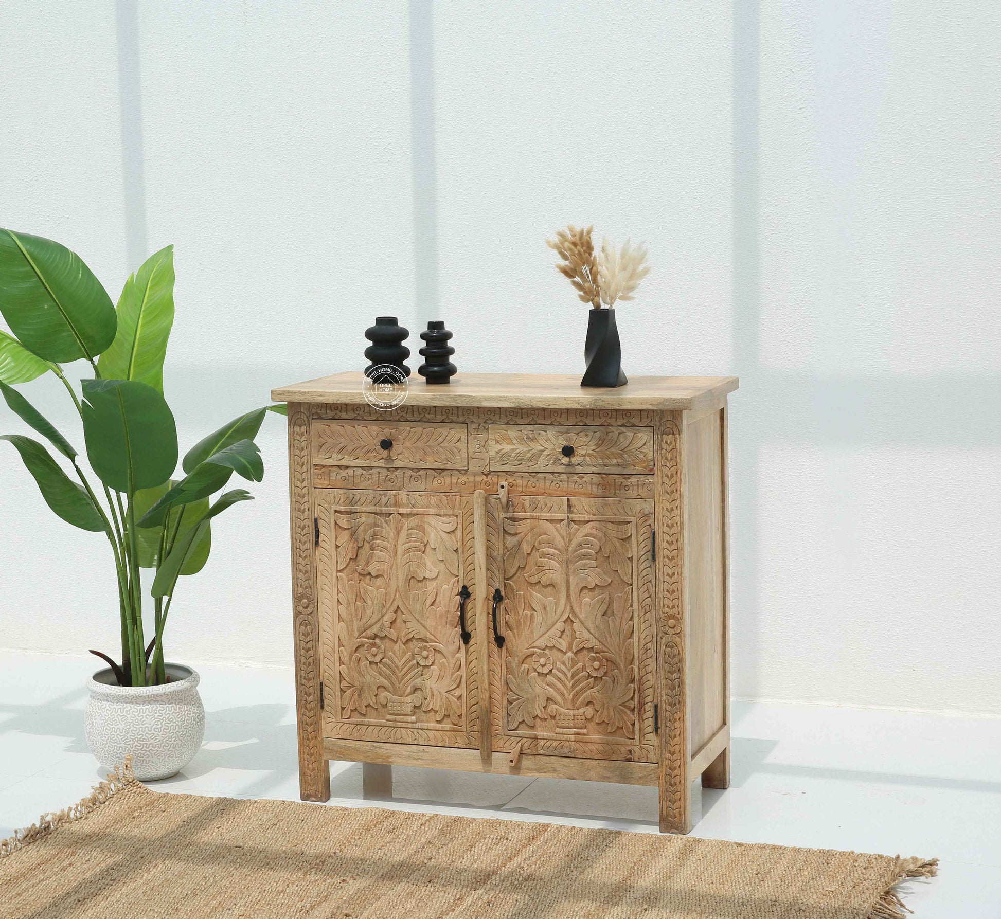 Sparta Wooden Sideboard – 2 Doors, 2 Drawers, Solid Mango Wood, Multi-Color Options | Opelhome UAE