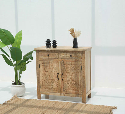Sparta Wooden Sideboard – 2 Doors, 2 Drawers, Solid Mango Wood, Multi-Color Options | Opelhome UAE