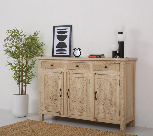Sparta wooden 3 door 3 drawer Sideboard (Tc finish) - Opelhome