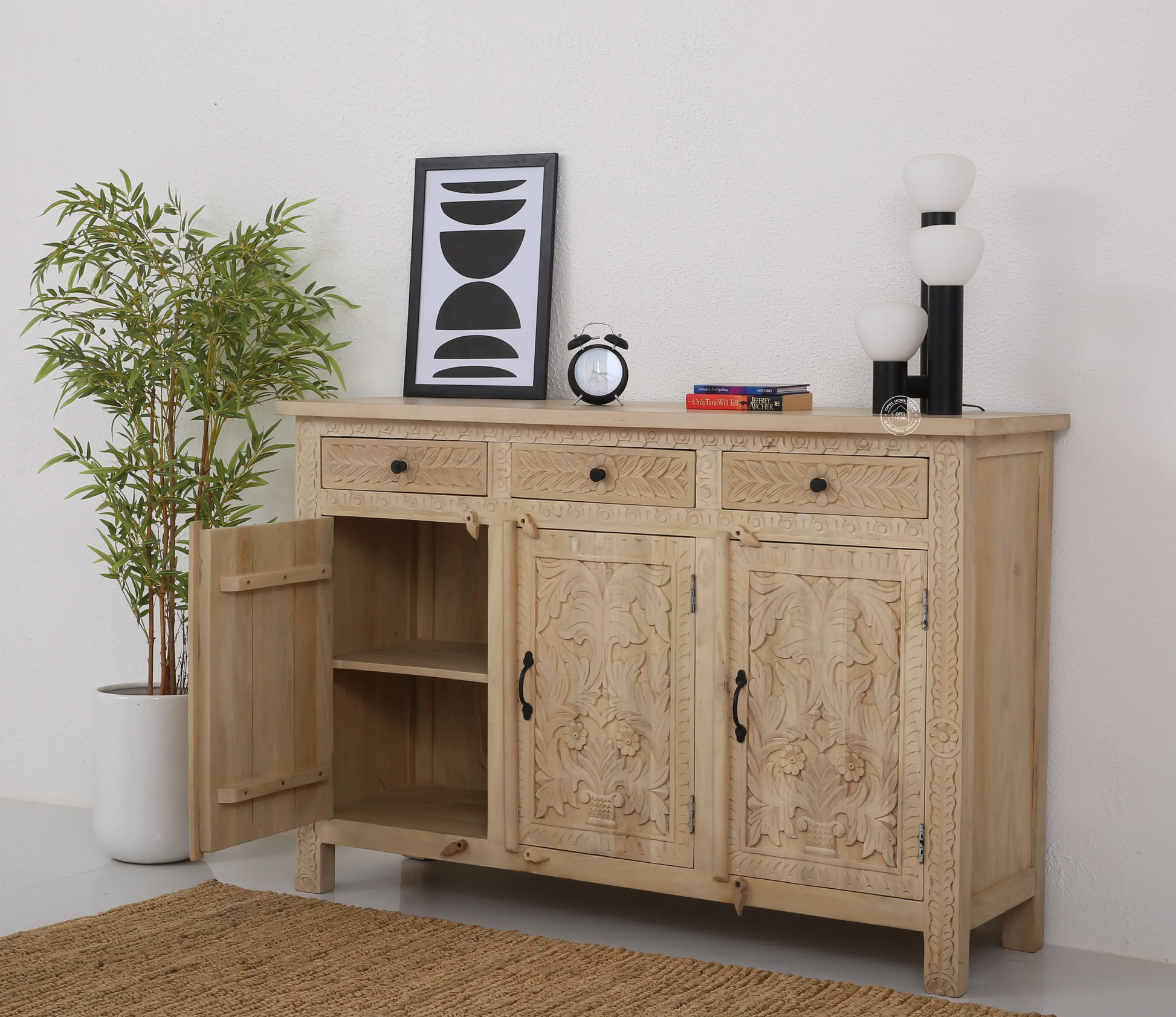 Sparta wooden 3 door 3 drawer Sideboard (Tc finish) - Opelhome