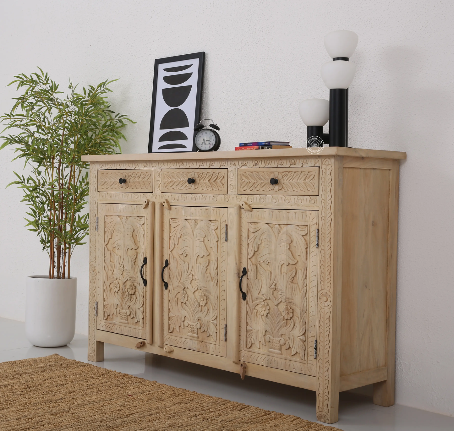Sparta wooden 3 door 3 drawer Sideboard (Tc finish) - Opelhome