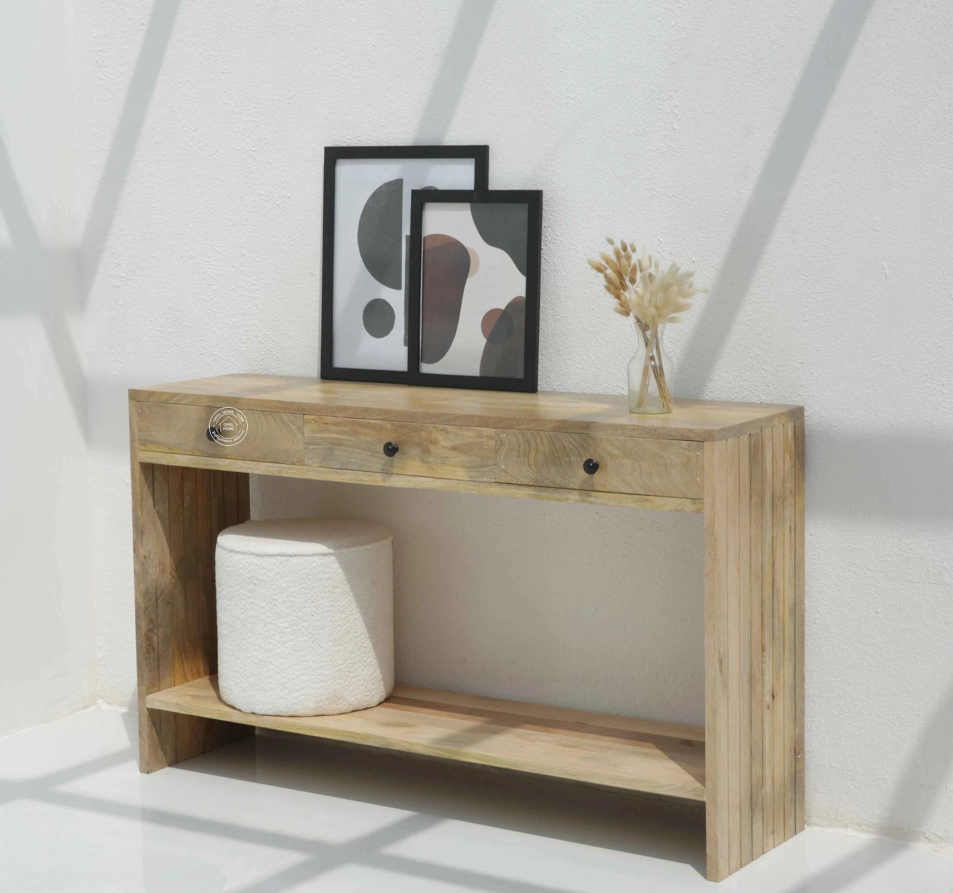 Stancil Mango Wood Console with 3 Drawers