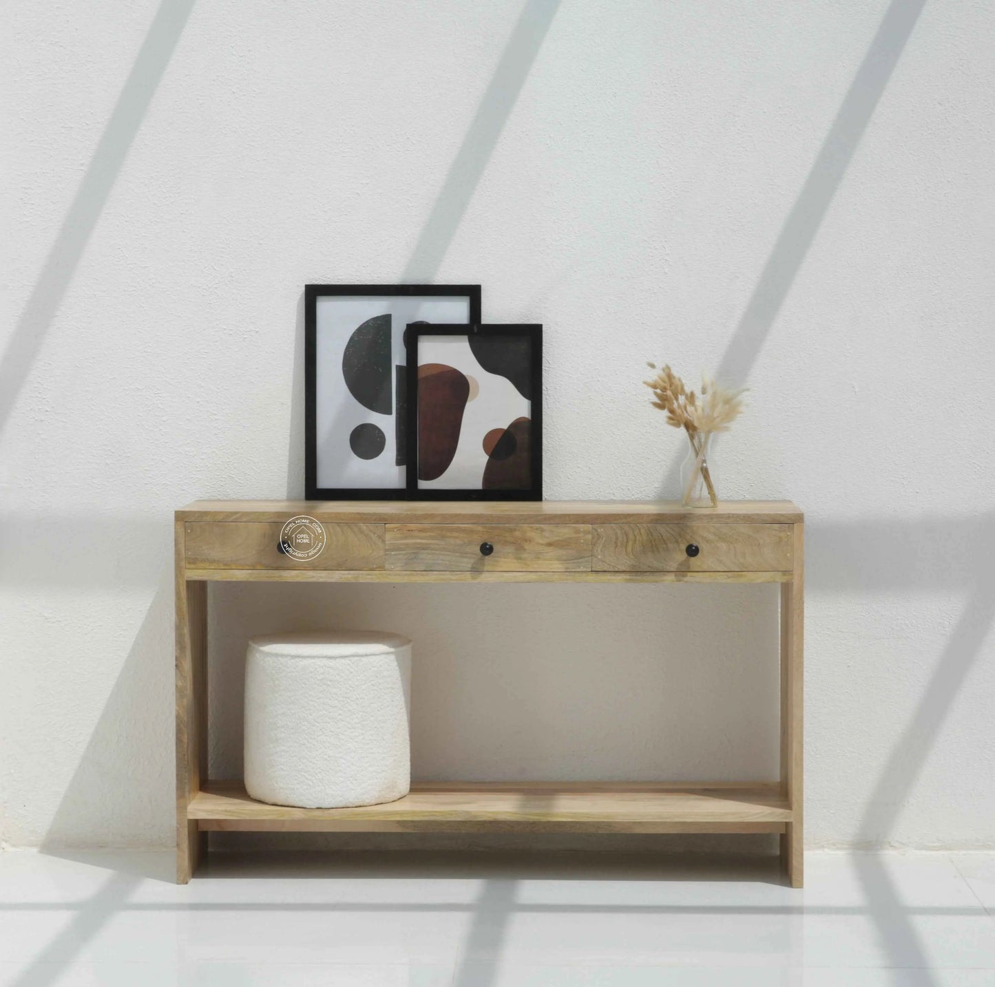 Stancil Mango Wood Console with 3 Drawers