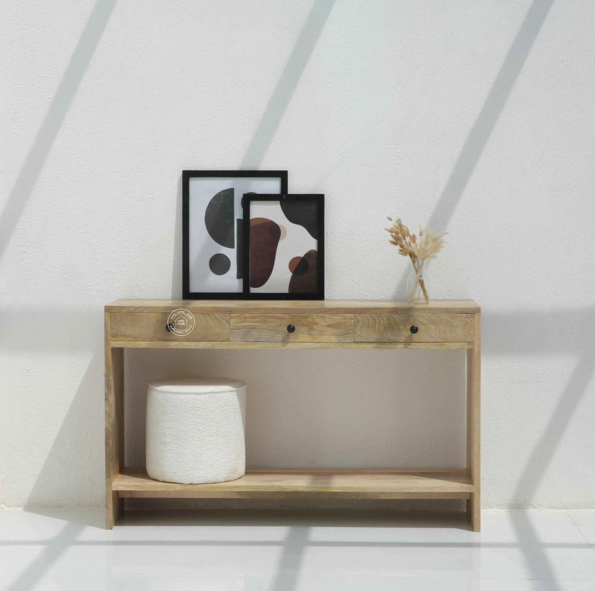 Stancil Mango Wood Console with 3 Drawers