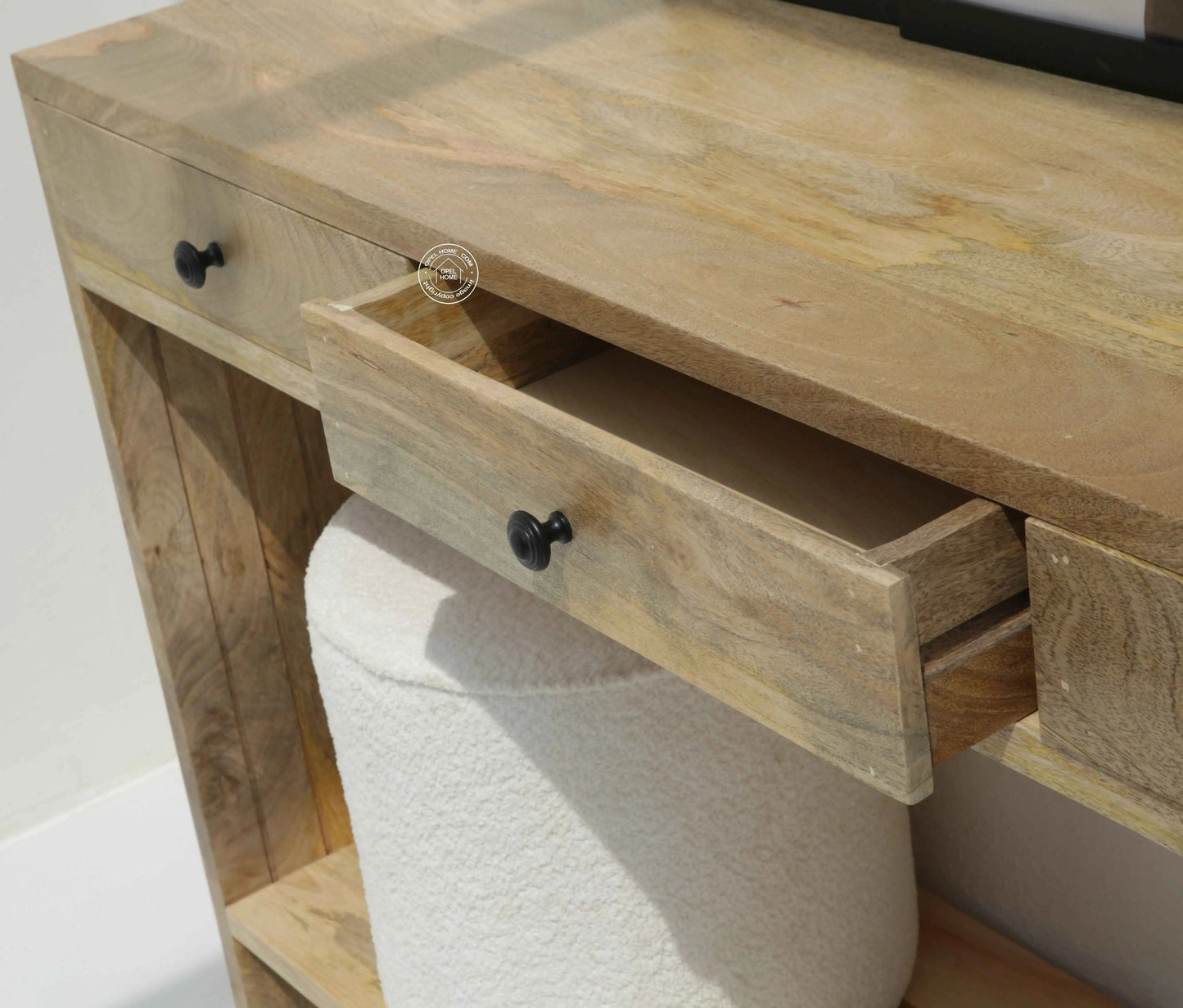 Stancil Mango Wood Console with 3 Drawers