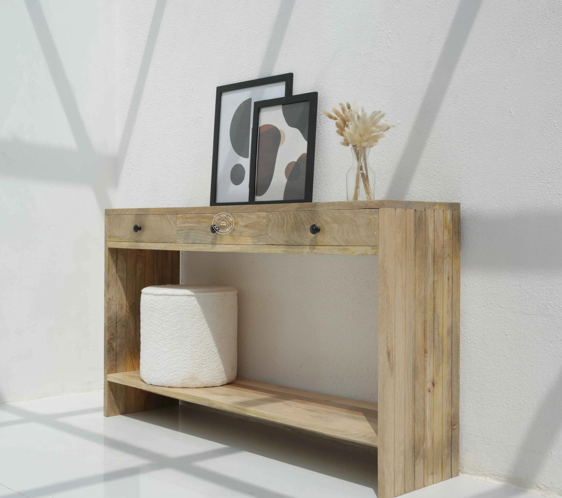 Stancil Mango Wood Console with 3 Drawers