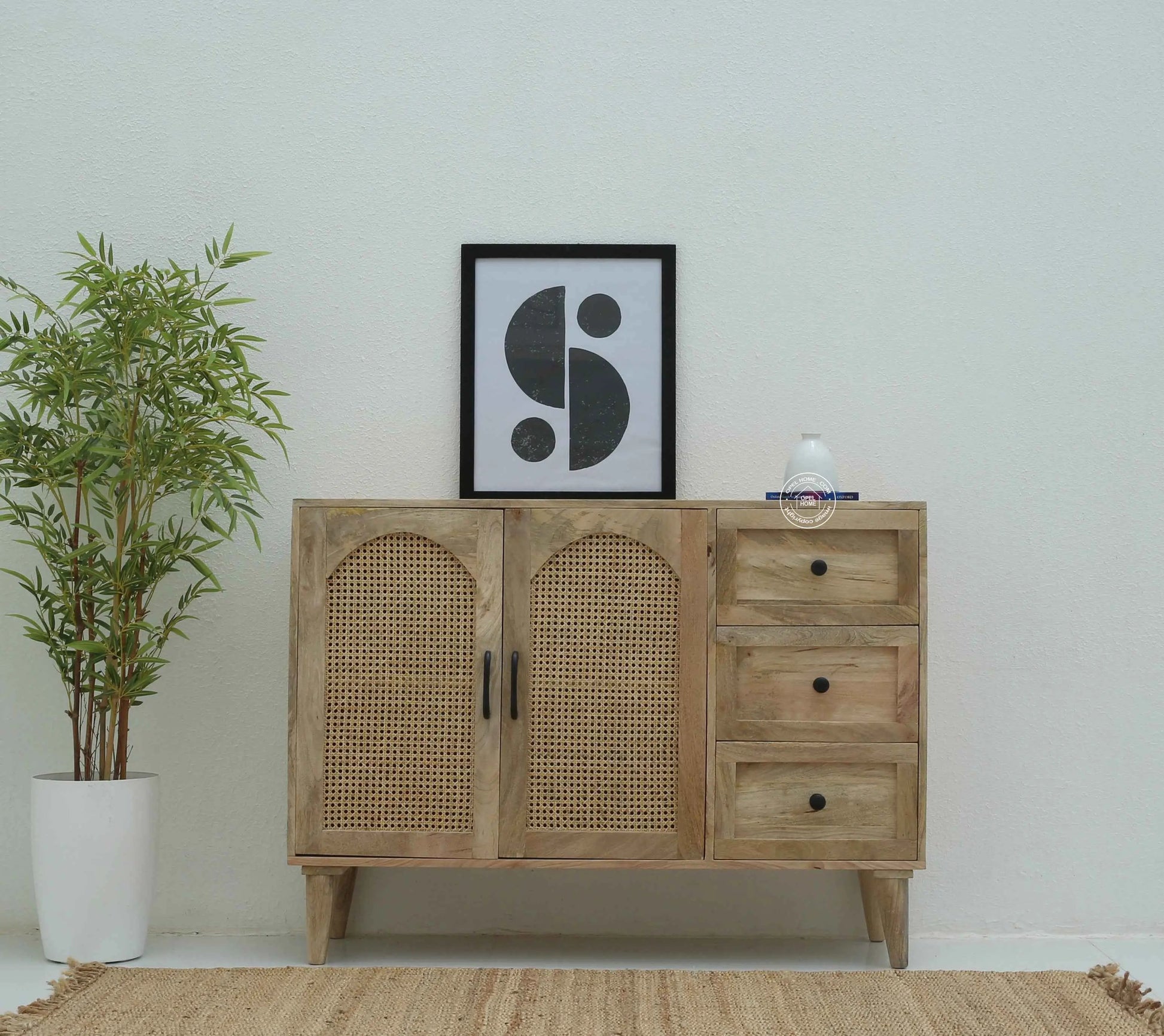 Stano Rattan Sideboard – Solid Mango Wood, Natural Finish | Opelhome UAE