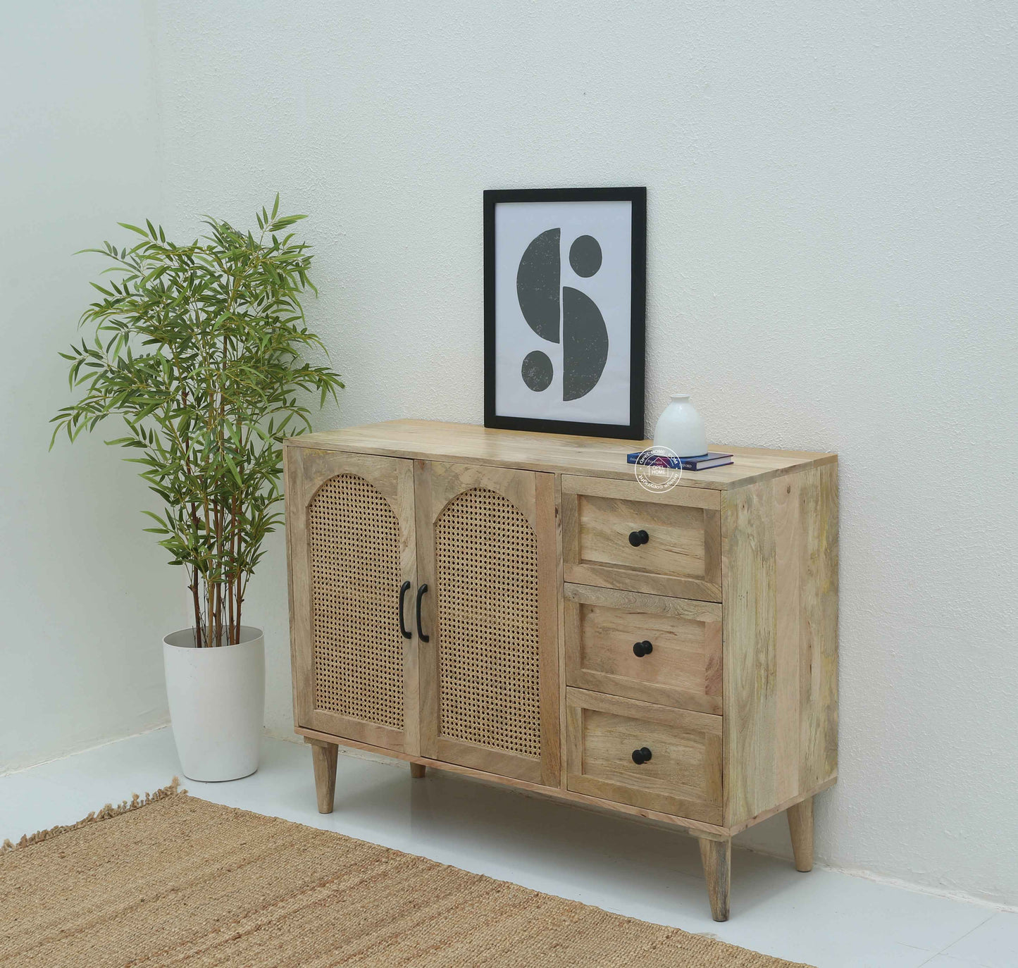 Stano Rattan Sideboard – Solid Mango Wood, Natural Finish | Opelhome UAE
