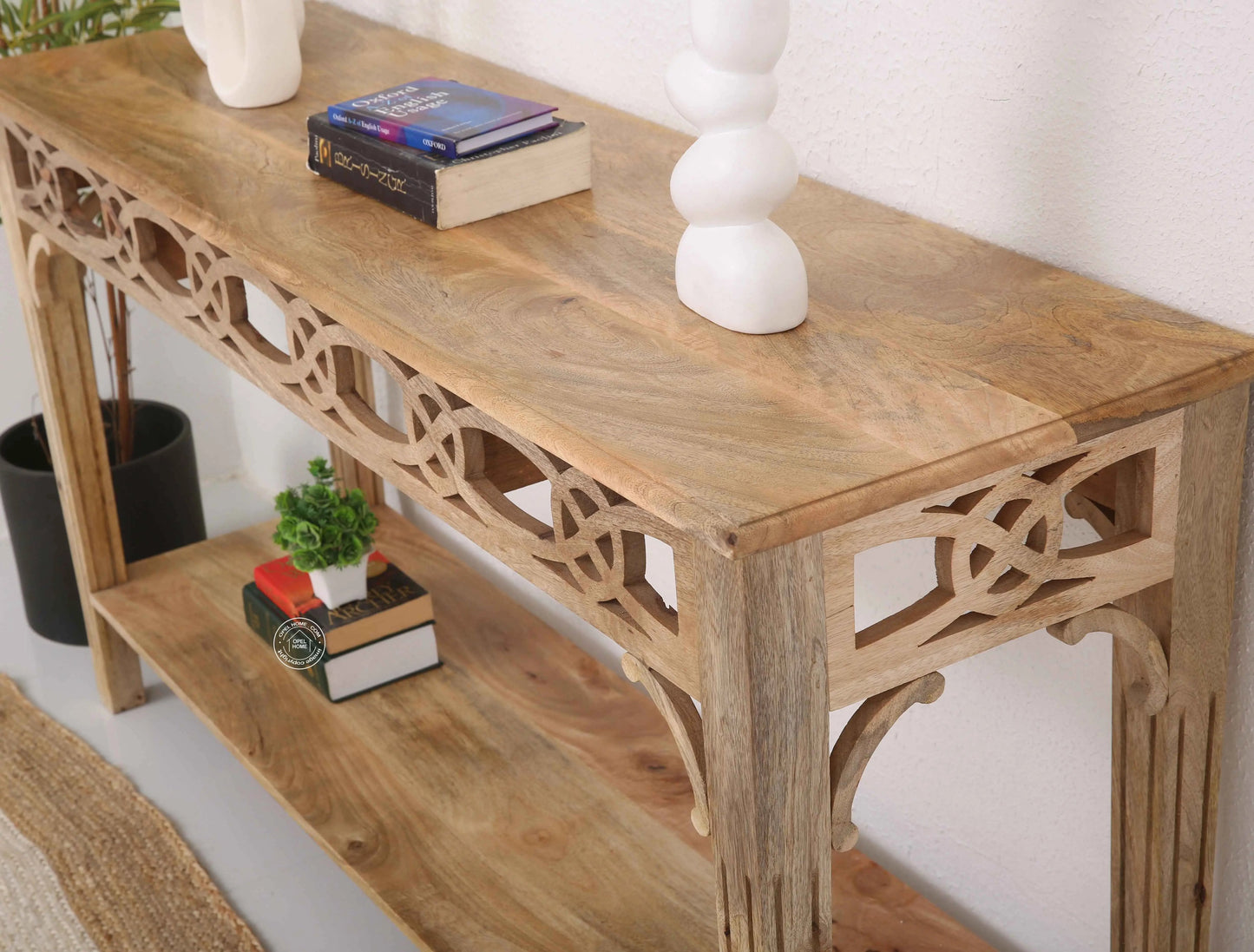 Staple Wooden Console Table – Solid Mango Wood, Natural Finish, 153 cm Long | Opelhome UAE