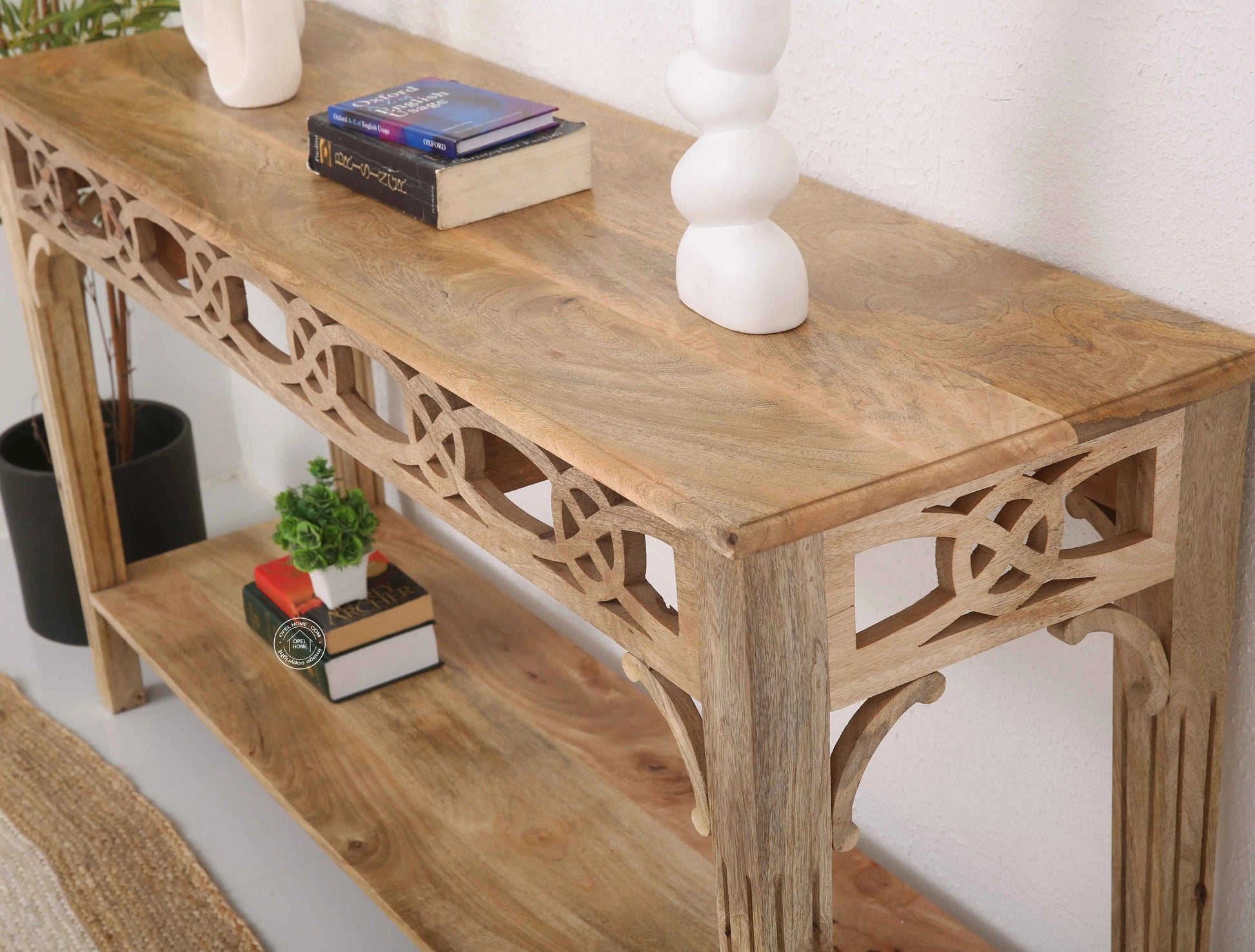 Staple Wooden Console Table – Solid Mango Wood, Natural Finish, 153 cm Long | Opelhome UAE