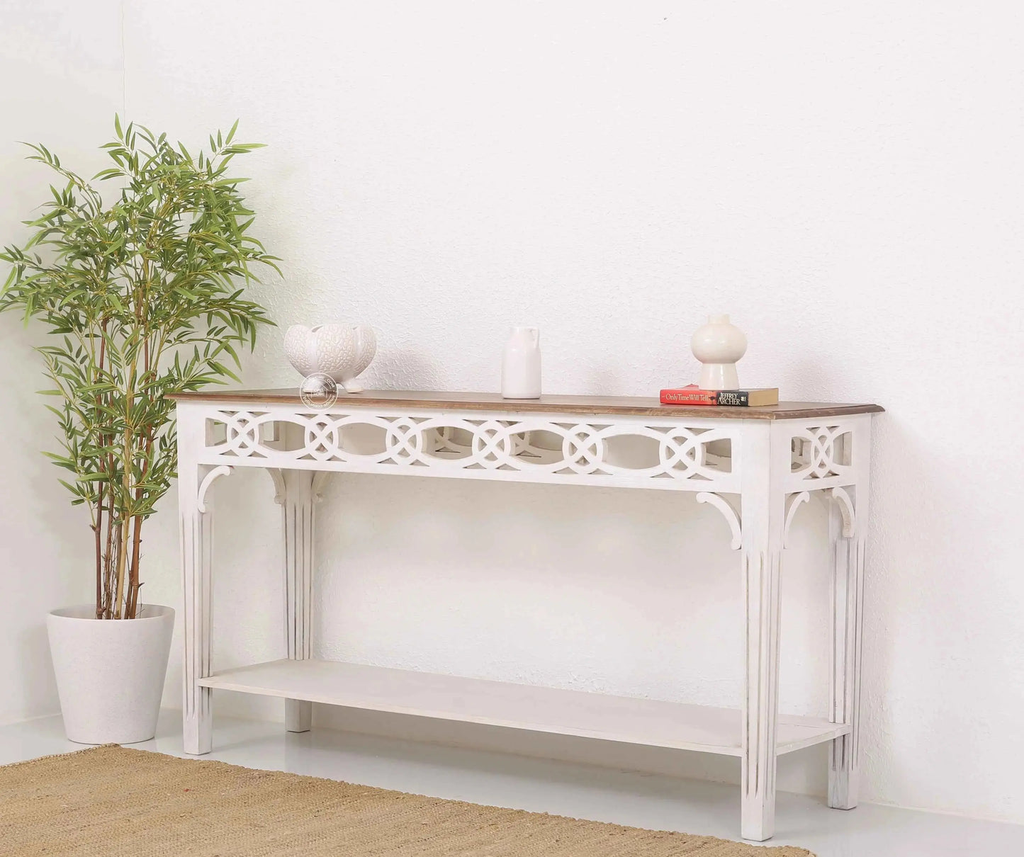 Staple Wooden Console Table – Solid Mango Wood, Natural Finish, 153 cm Long | Opelhome UAE