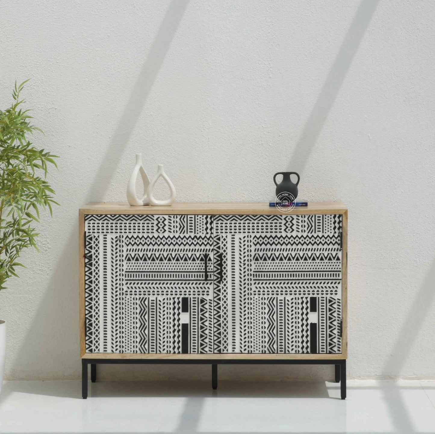 Sterra 2 Door Wooden Sideboard & Buffet – Solid Mango Wood, Natural Finish | Opelhome UAE