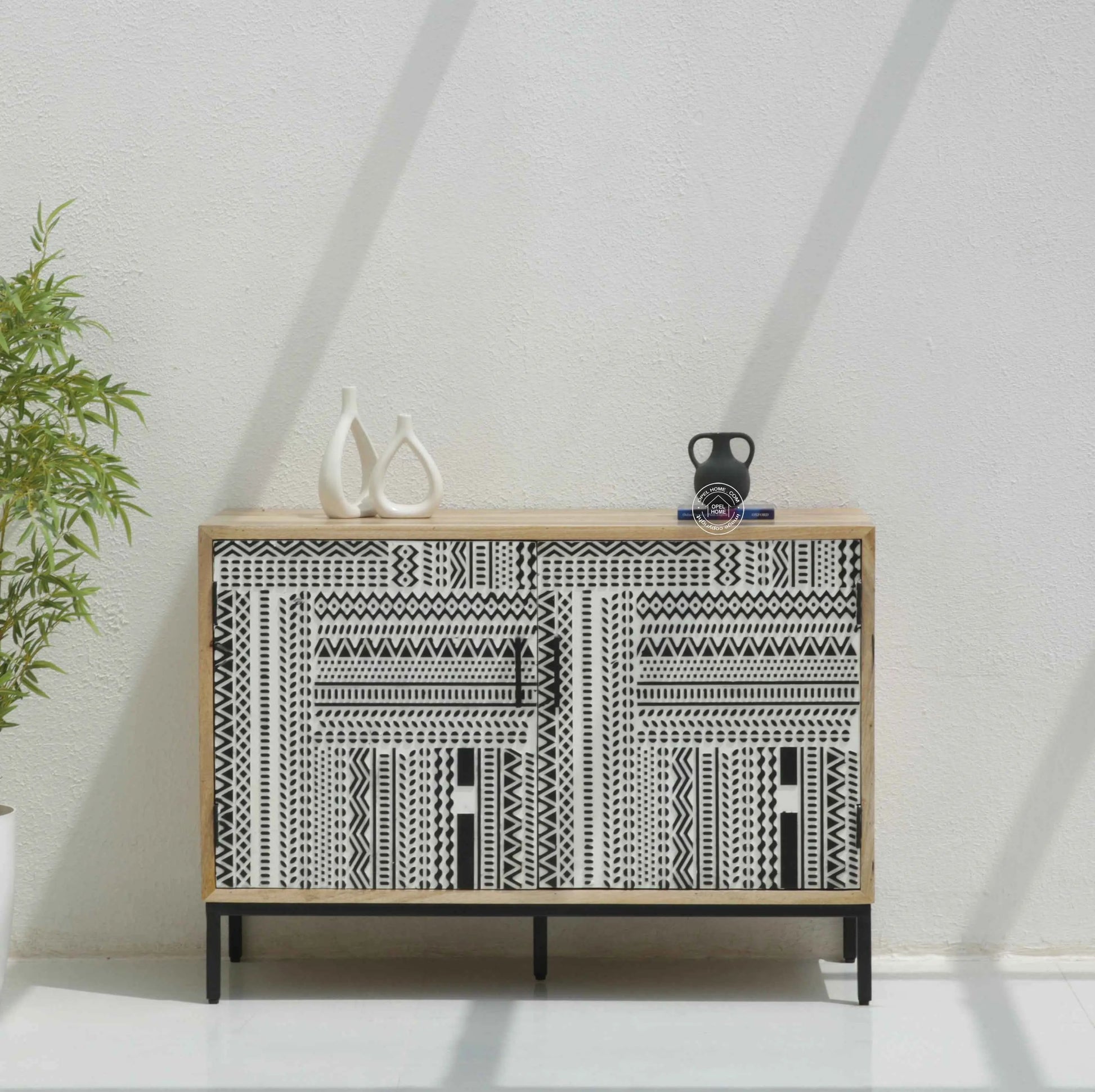 Sterra 2 Door Wooden Sideboard & Buffet – Solid Mango Wood, Natural Finish | Opelhome UAE