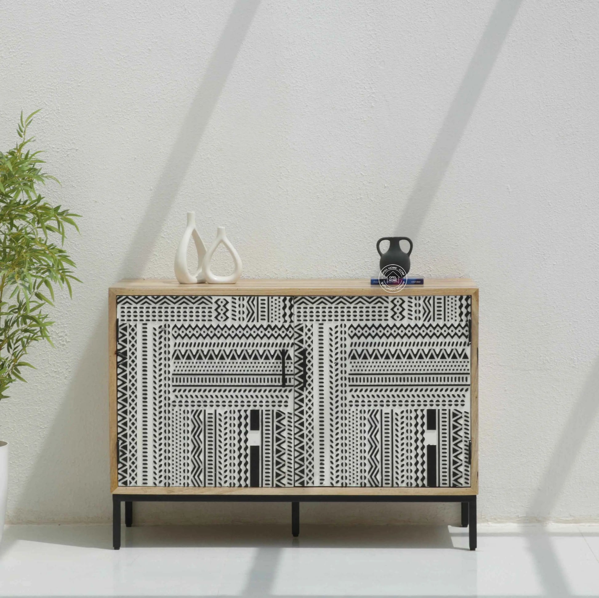 Sterra 2 Door Wooden Sideboard & Buffet – Solid Mango Wood, Natural Finish | Opelhome UAE