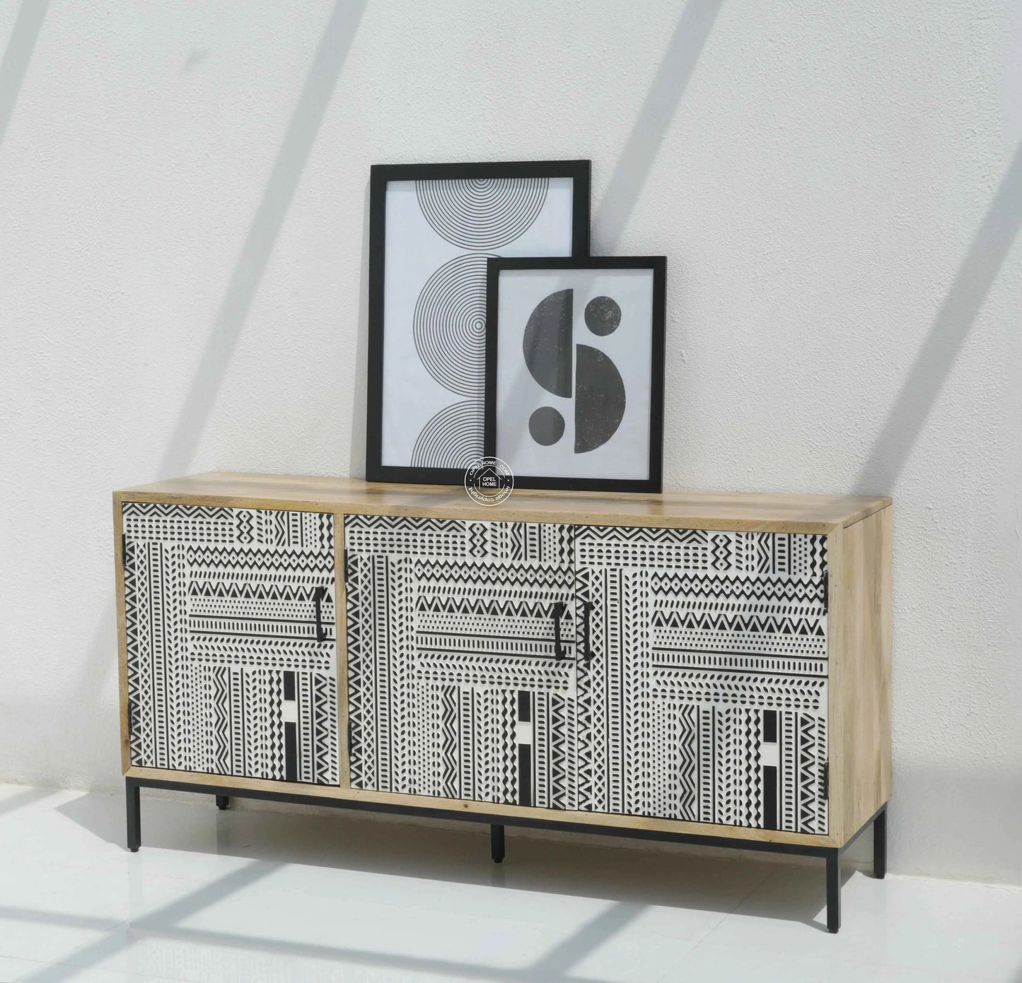 Sterra 3 Door Wooden Sideboard & Buffet – Solid Mango Wood, Natural Finish | Opelhome UAE