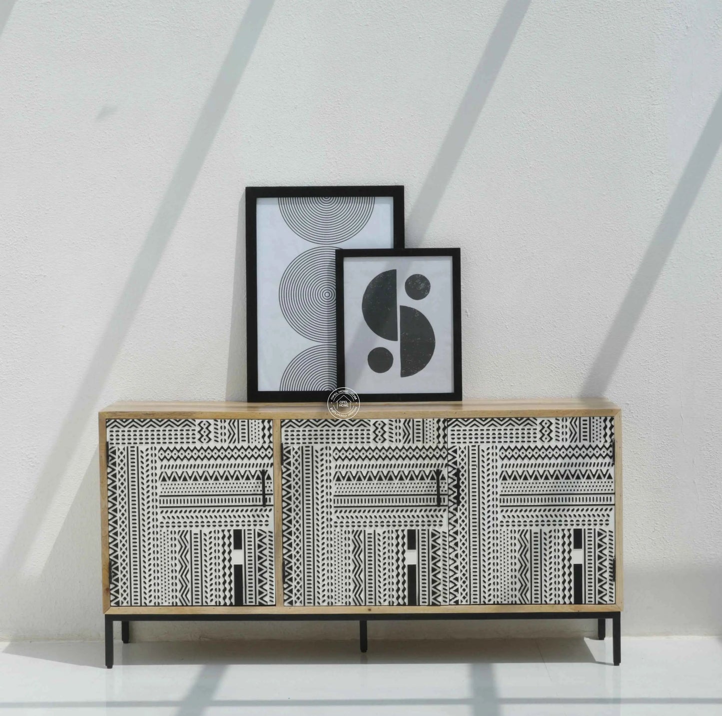 Sterra 3 Door Wooden Sideboard & Buffet – Solid Mango Wood, Natural Finish | Opelhome UAE