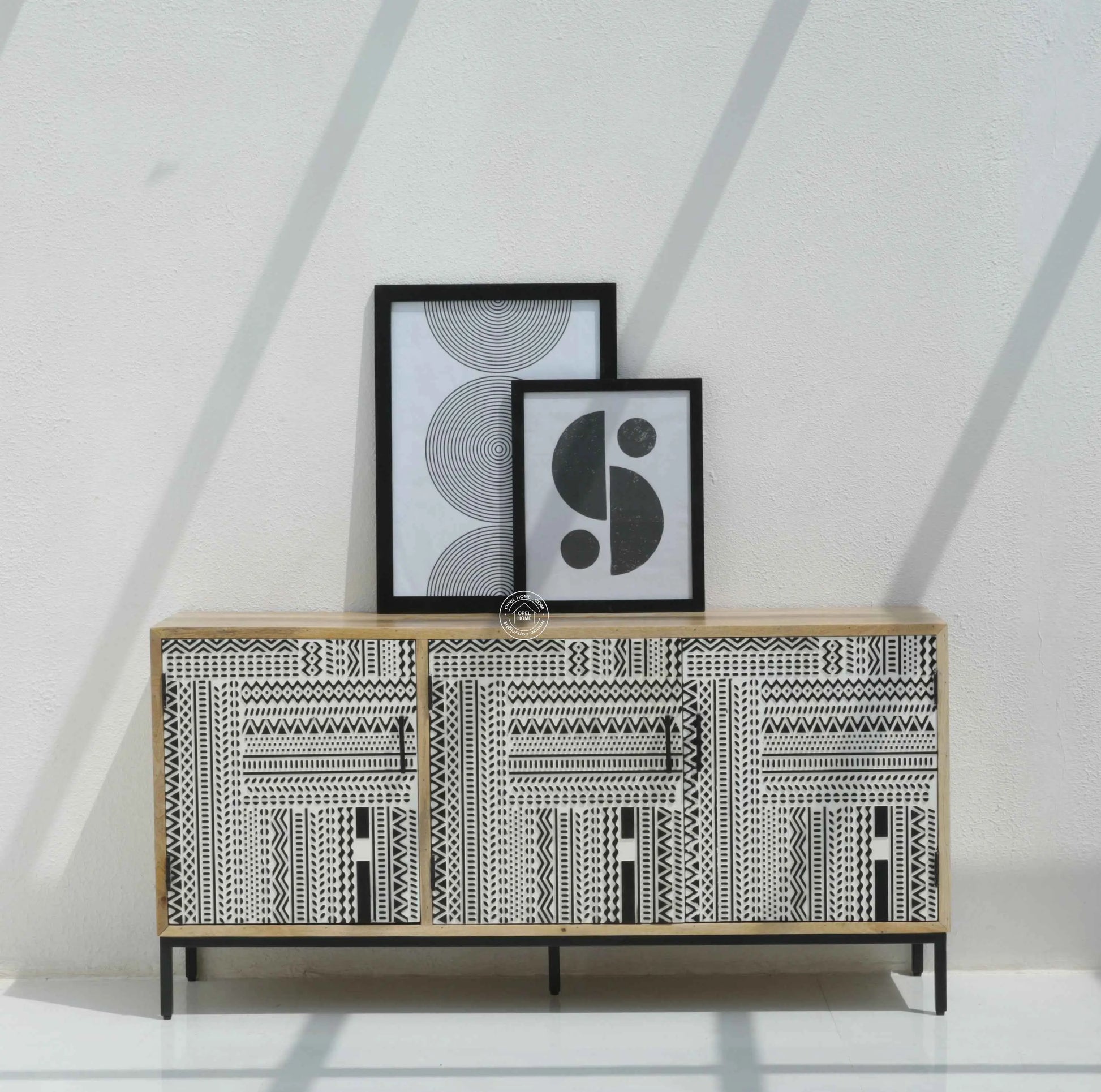Sterra 3 Door Wooden Sideboard & Buffet – Solid Mango Wood, Natural Finish | Opelhome UAE