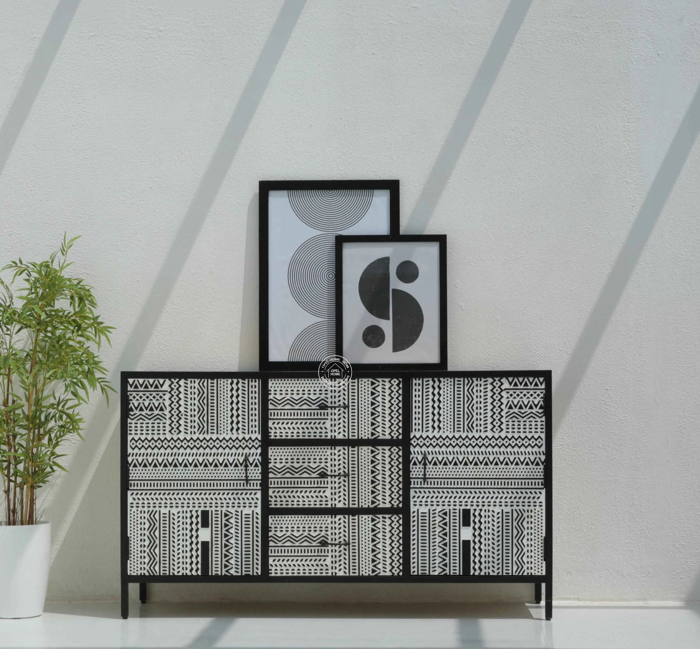 Sterra 3 Drawers & 2 Doors Sideboard – Mango Wood & Metal Frame, Natural Finish | Opelhome UAE