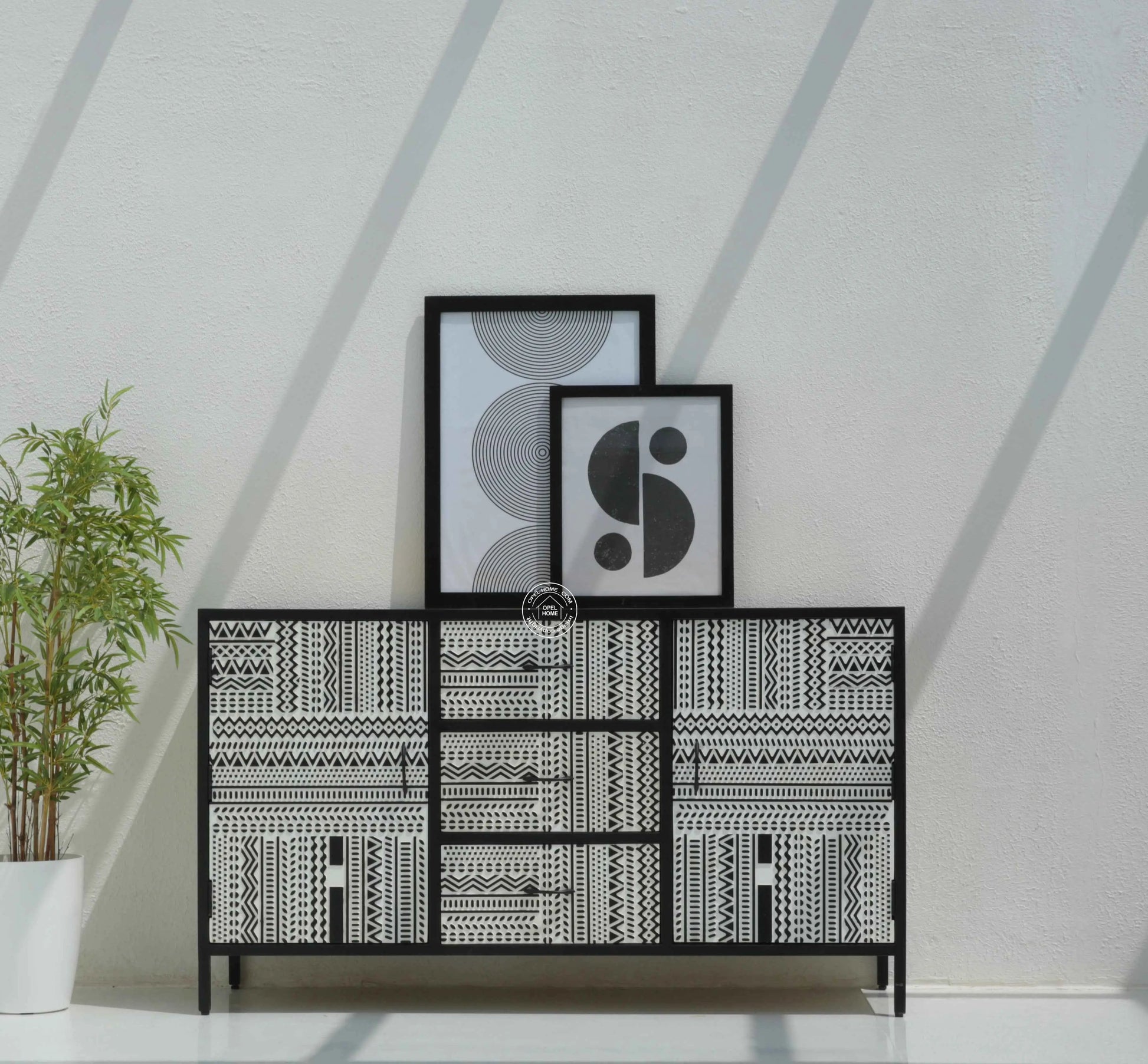 Sterra 3 Drawers & 2 Doors Sideboard – Mango Wood & Metal Frame, Natural Finish | Opelhome UAE