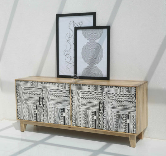 Sterra 4 Door Wooden Sideboard – Solid Mango Wood, Natural Finish | Opelhome UAE