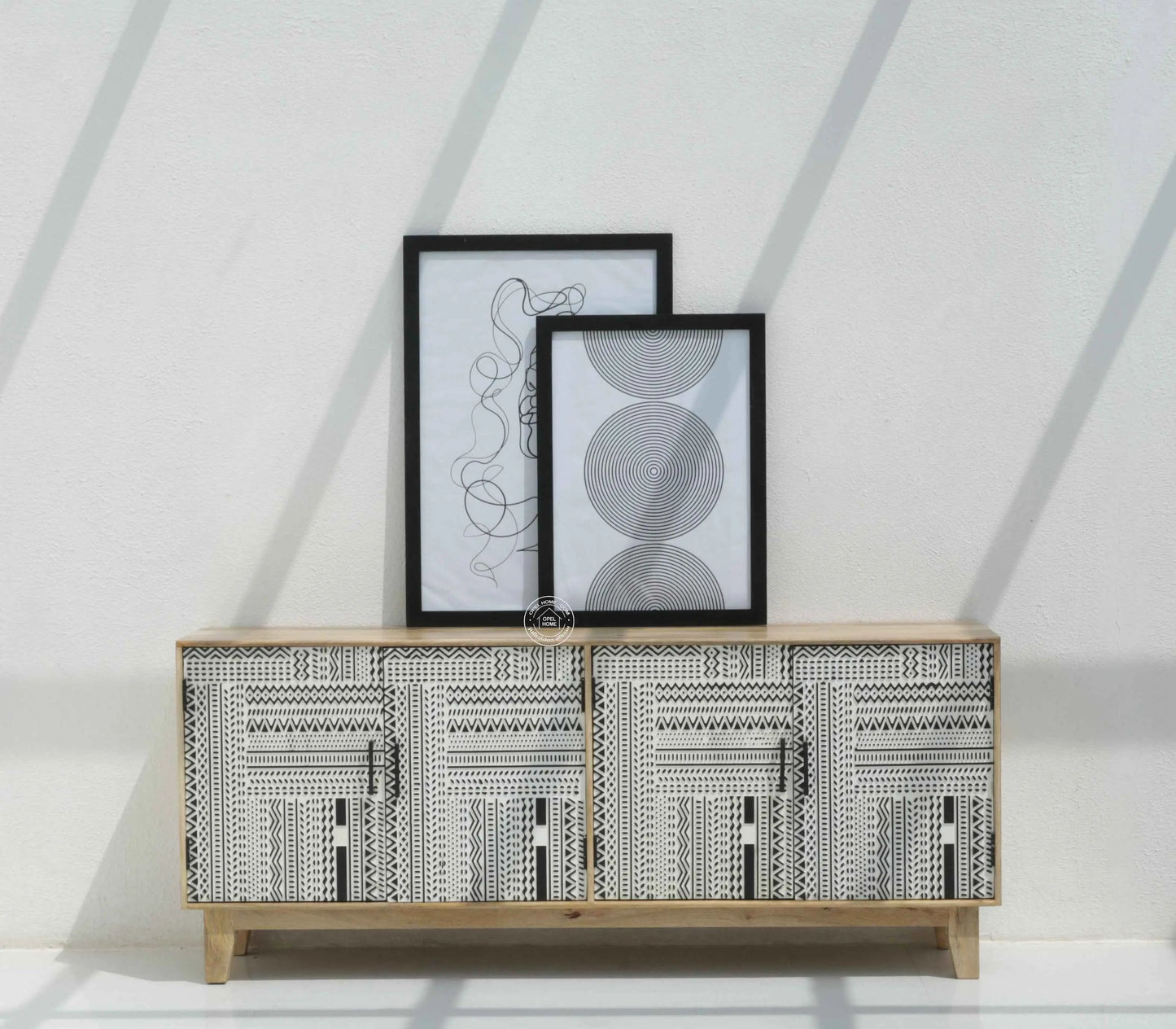 Sterra 4 Door Wooden Sideboard – Solid Mango Wood, Natural Finish | Opelhome UAE