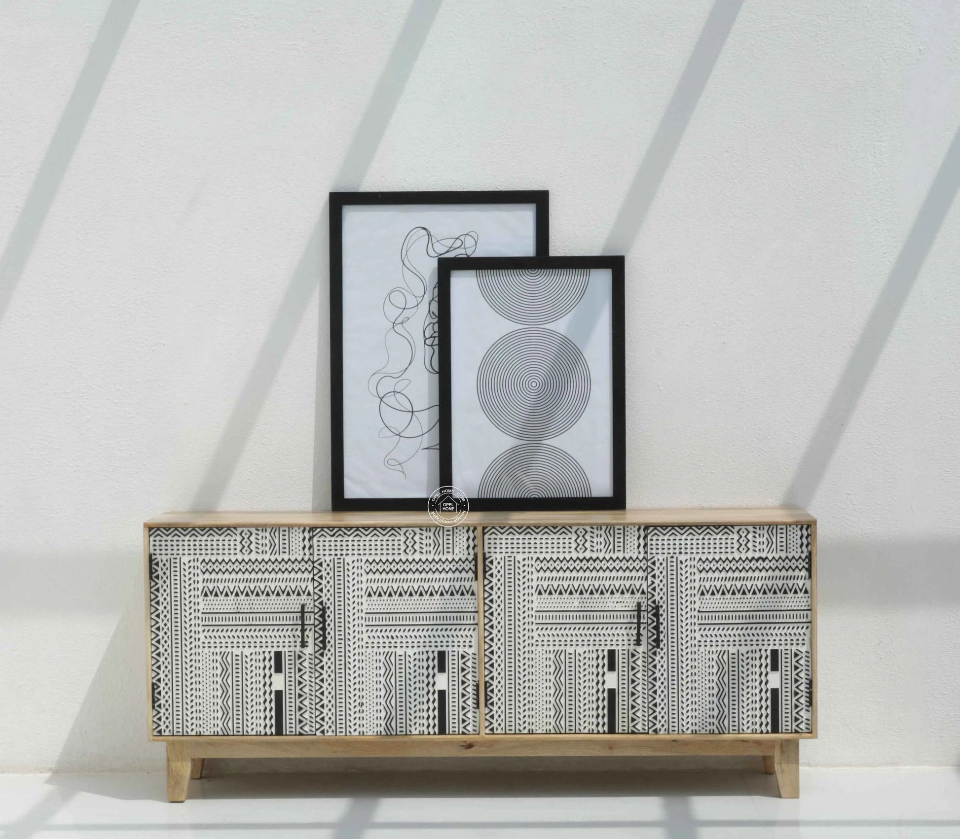 Sterra 4 Door Wooden Sideboard – Solid Mango Wood, Natural Finish | Opelhome UAE