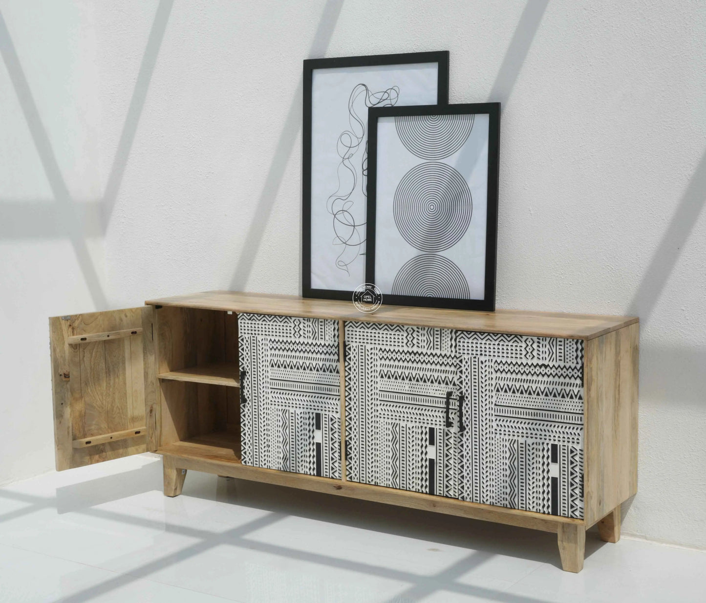 Sterra 4 Door Wooden Sideboard – Solid Mango Wood, Natural Finish | Opelhome UAE