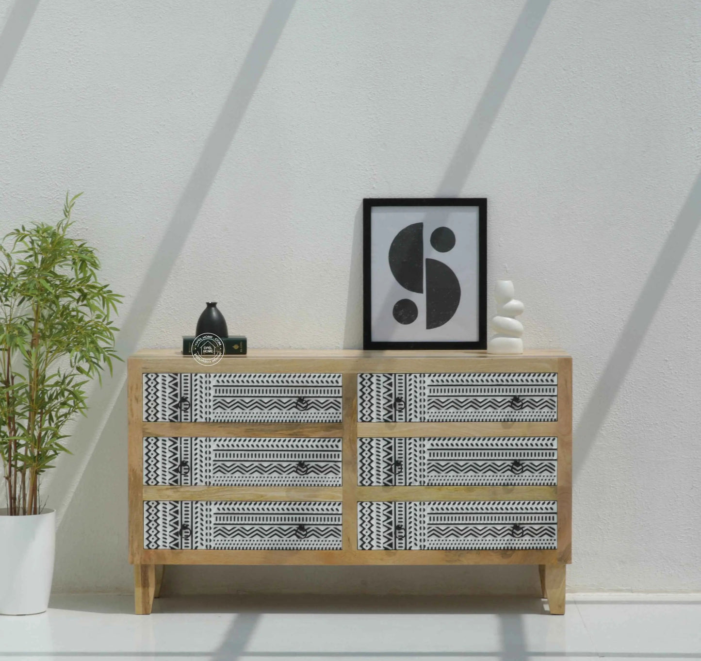 Sterra Wooden Chest of Drawers – Solid Mango Wood, Natural Finish | Opelhome UAE