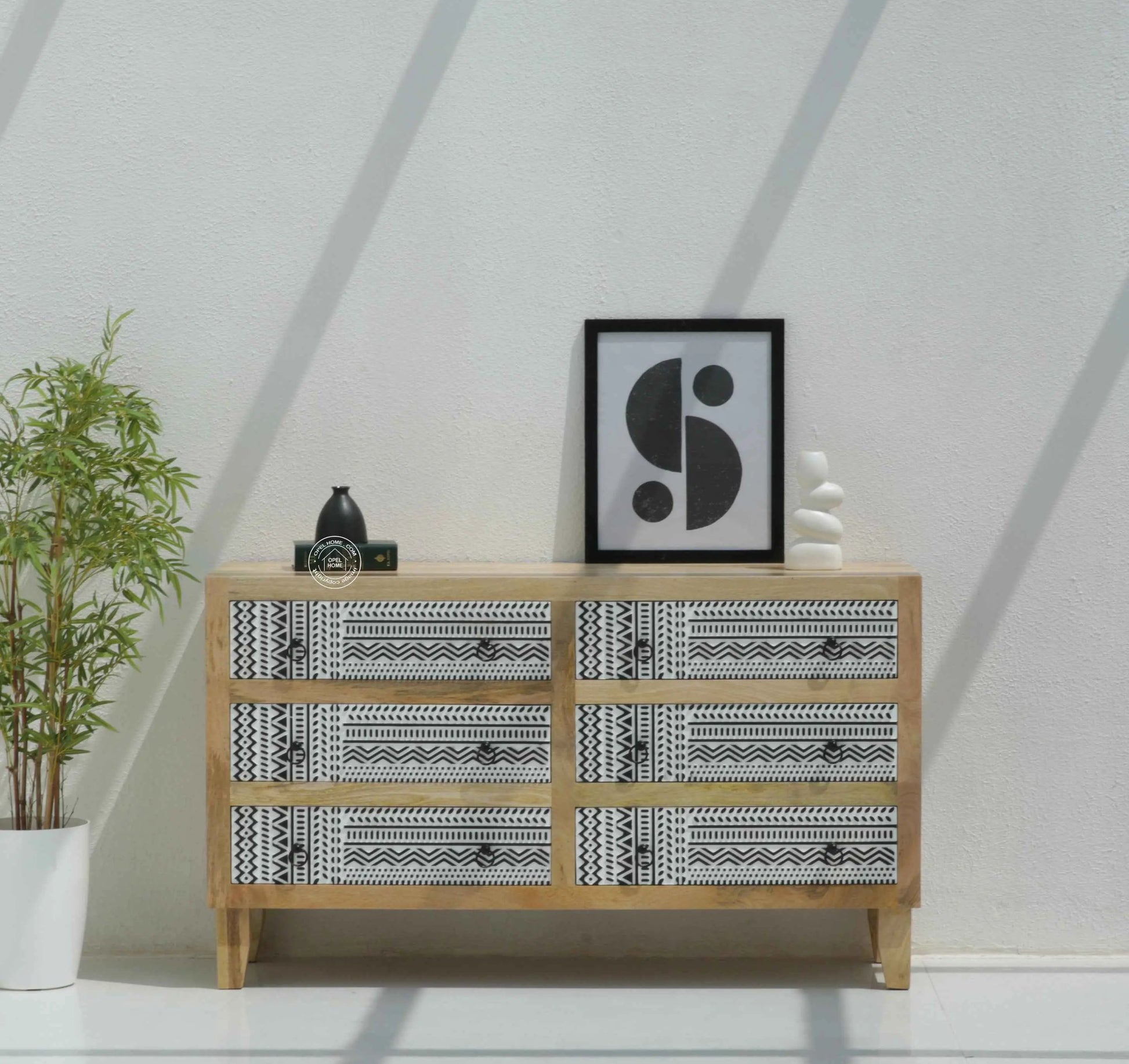 Sterra Wooden Chest of Drawers – Solid Mango Wood, Natural Finish | Opelhome UAE