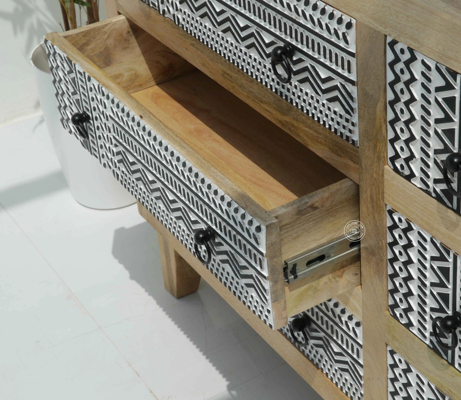 Sterra Wooden Chest of Drawers – Solid Mango Wood, Natural Finish | Opelhome UAE