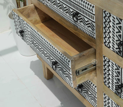 Sterra Wooden Chest of Drawers – Solid Mango Wood, Natural Finish | Opelhome UAE