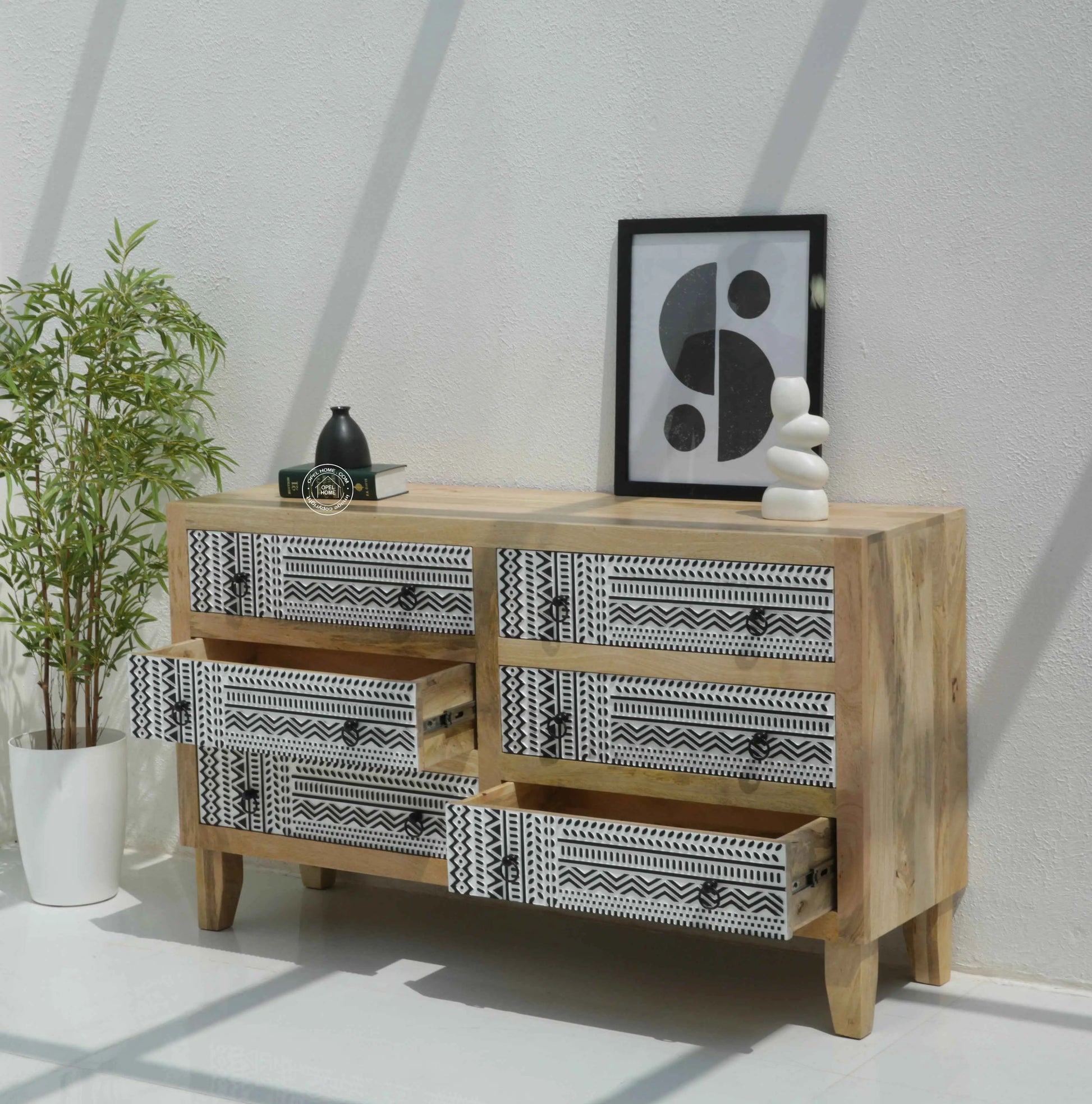 Sterra Wooden Chest of Drawers – Solid Mango Wood, Natural Finish | Opelhome UAE