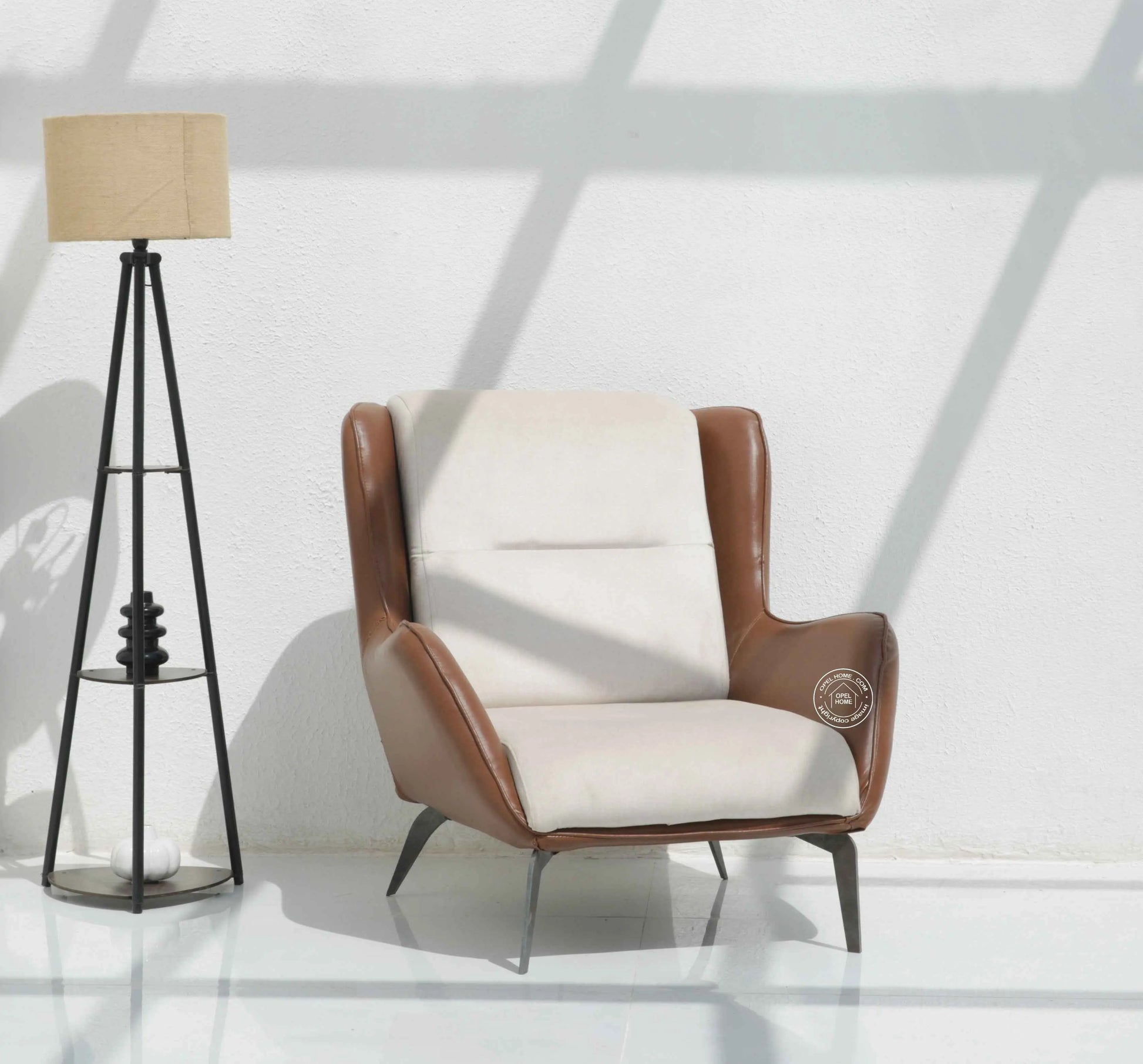 Strada Lounge Sofa Chair – Cream Upholstery, Metal Base | Opelhome UAE