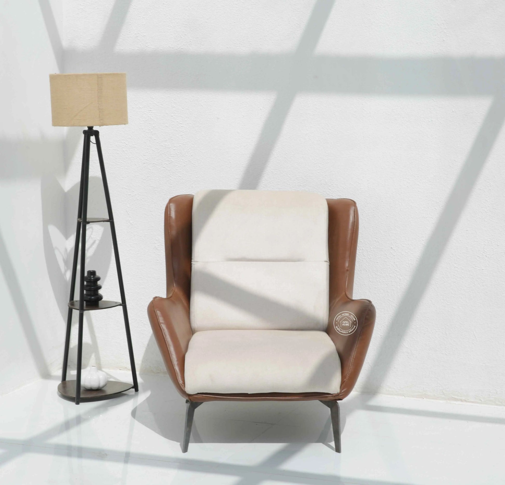 Strada Lounge Sofa Chair – Cream Upholstery, Metal Base | Opelhome UAE