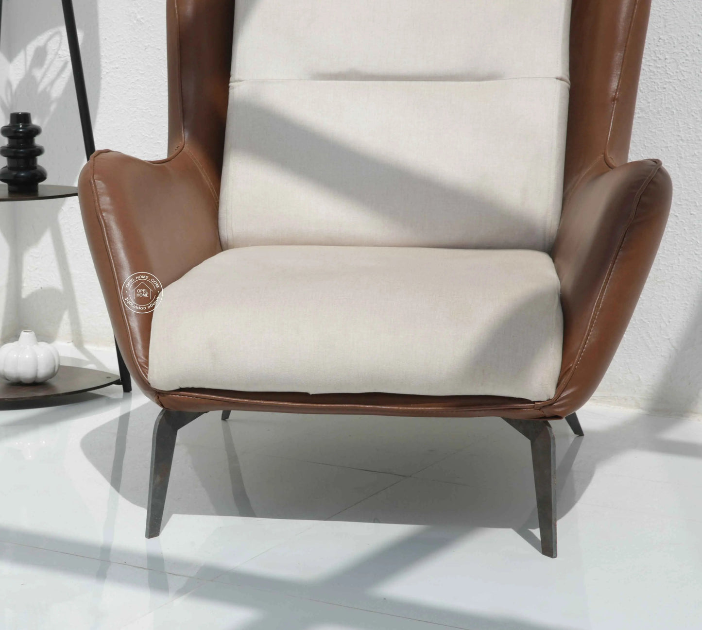 Strada Lounge Sofa Chair – Cream Upholstery, Metal Base | Opelhome UAE